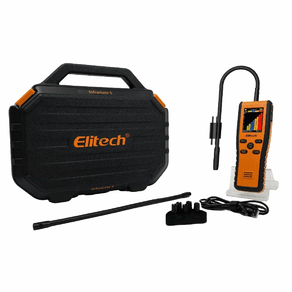 Elitech Inframate D - Detector de fugas de refrigerante con sensor infrarrojo, pantalla Tft, diodo calentado y batería recargable, buscador de fugas Sniffer Hvac profesional para gas climatizador