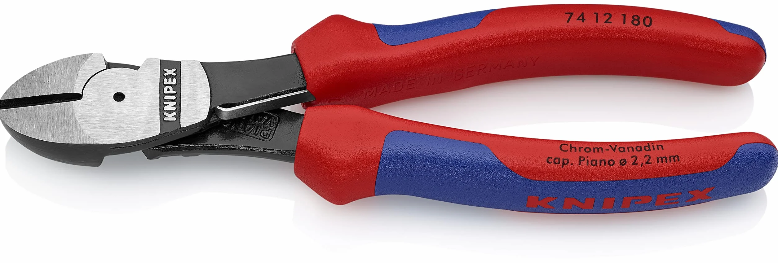 KNIPEX Alicates de corte diagonal de fuerza con mangos confort 180 mm, 74 12 180