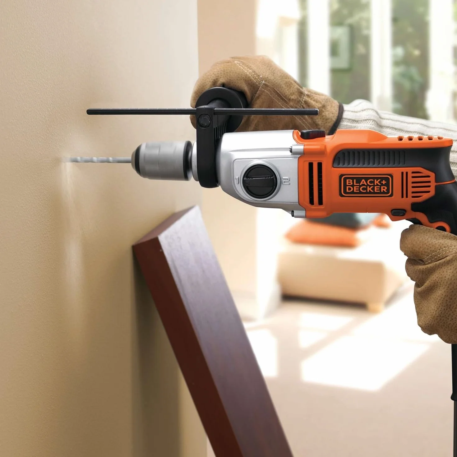 BLACK+DECKER Taladro percutor 1100W, 2 velocidades mecánicas, acción de percusión, sistema reversible, tope de profundidad, empuñadura antideslizante, incluye maletín y accesorios, KR1102K-QS