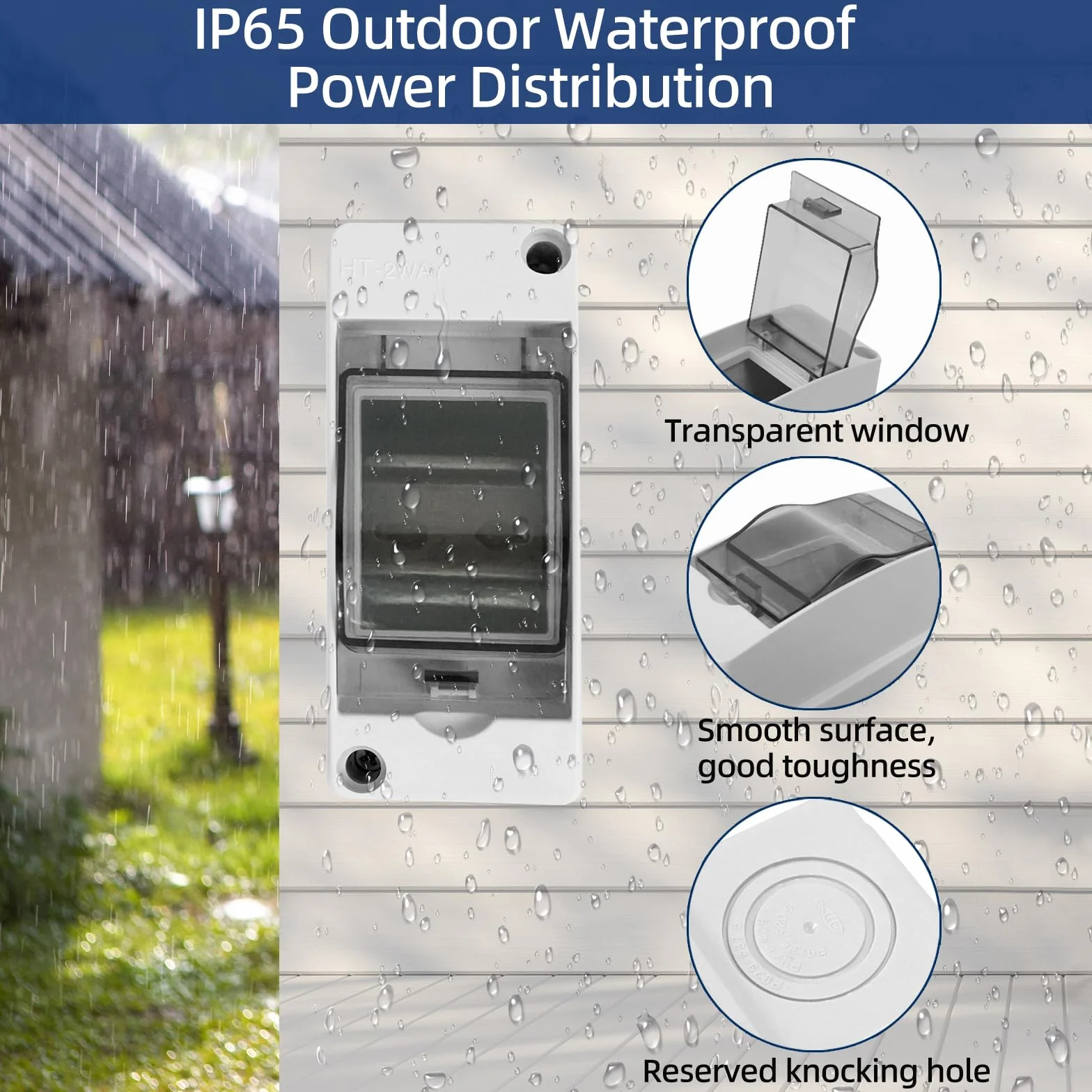 Caja Estanca Exterior IP65 2 Módulos Cuadro Eléctrico con 4 Conectores