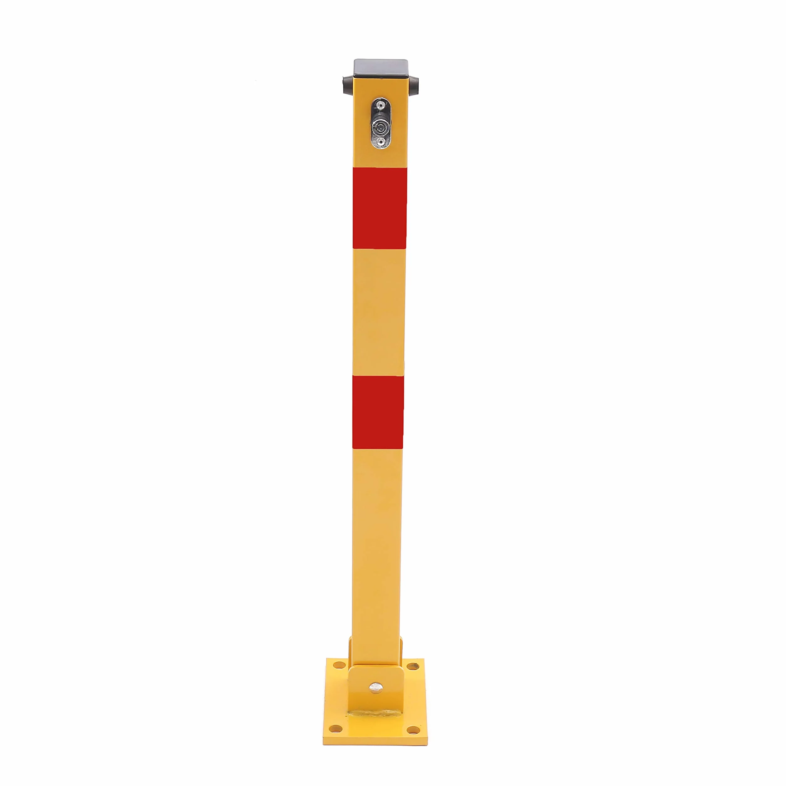KATSU Bolardo de Bloqueo de Espacio para Estacionamiento de Automóviles Bloqueable Plegable Poste de Barrera de Parking de Coche, Amarilla y Roja, Cerradura superior, 70cm de Altura