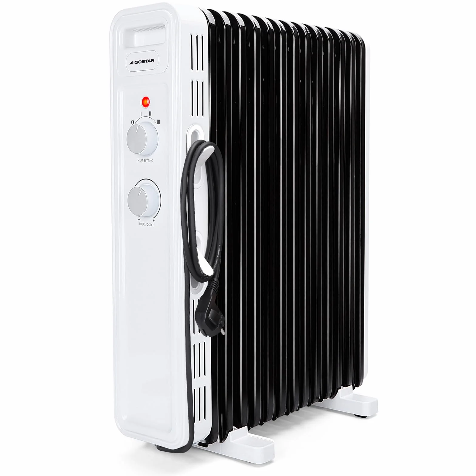 Aigostar Radiador de Aceite de 13 Elementos, 2500 W, Silencioso, 3 Niveles de Potencia, Termostato Ajustable y Función de Apagado Seguro, Protección Antivuelcos, Recomendado para Estancias de 25 m2
