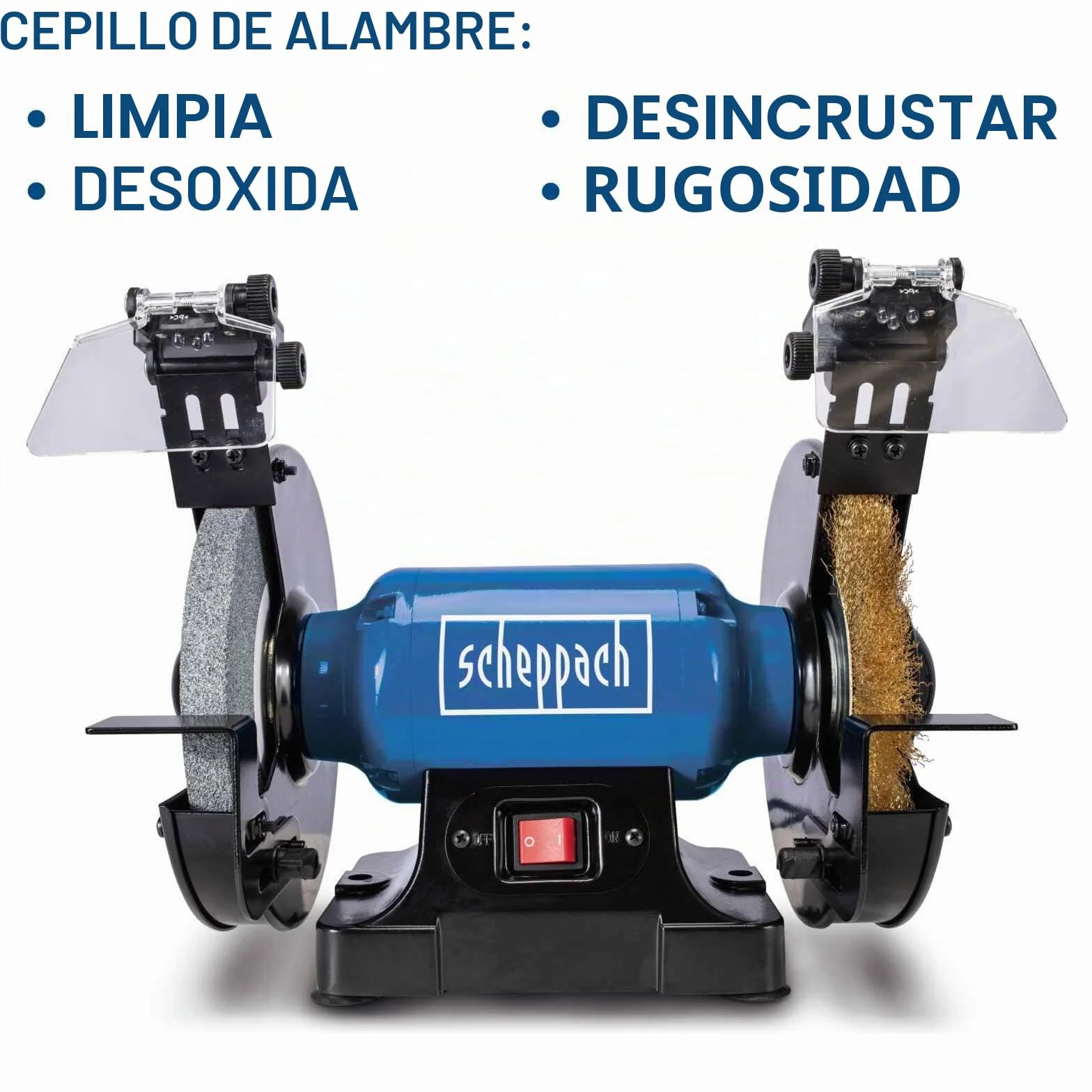 Scheppach SM200LB - Amoladora doble con iluminación LED (230 V, 500 W, piedra afiladora, 200 x 20 mm, K36, cepillo metálico, 16 mm de ancho