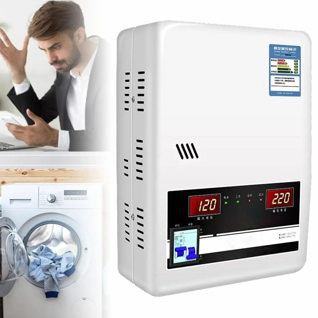 Estabilizador de voltaje de 6800W/15000W/20000W, regulador de aire acondicionado de presión Ultra baja automático de cobre puro para el hogar de 220V,15000W