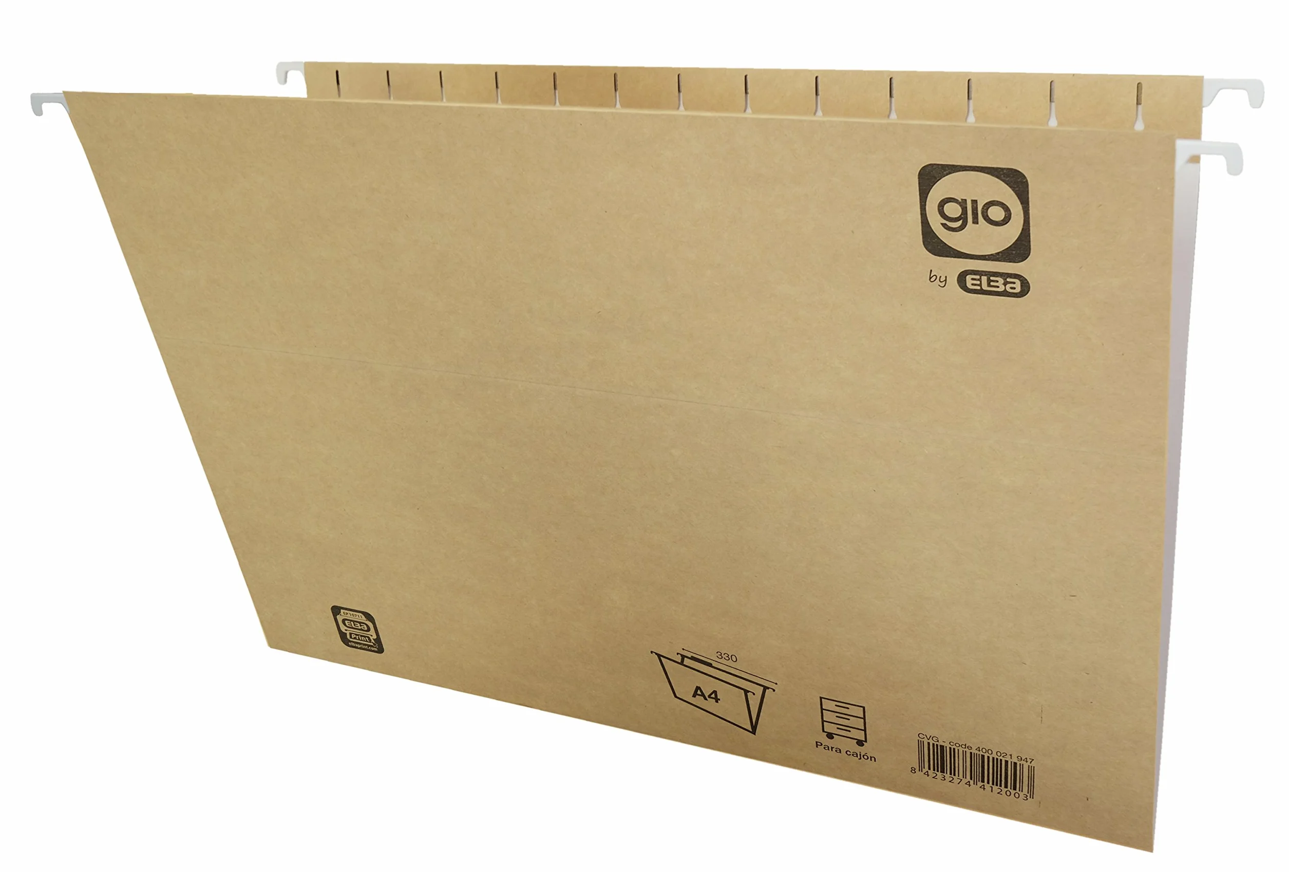 Elba Gio Carpeta Colgante A4 Cartulina Kraft Bicolor 240 gr Varilla Flex Metal Pack 25