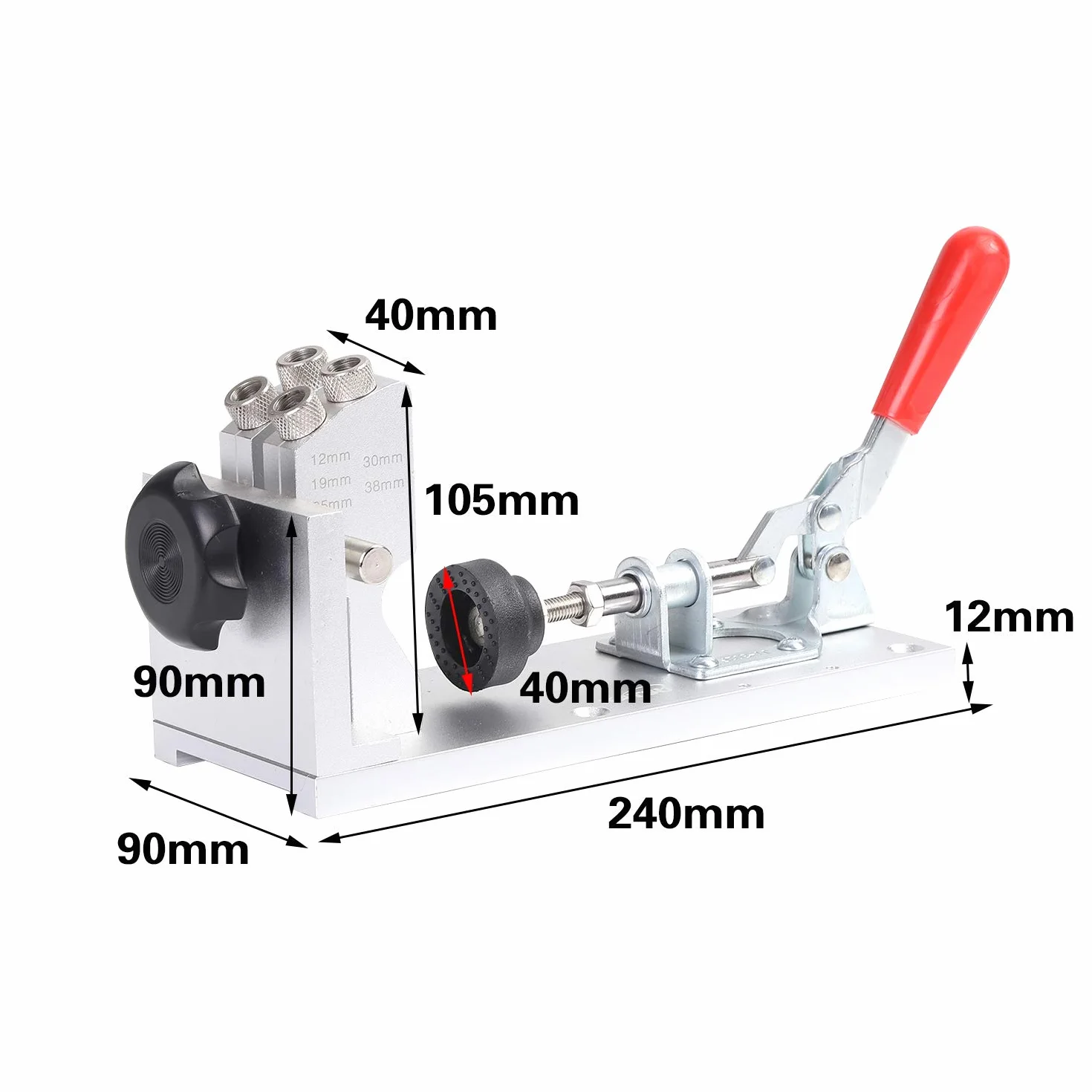 KATSU Kit de Plantilla de Orificio Doble de Bolsillo, Pocket Agujero Kit, Localizador de Madera para Carpintería Perforación de Orificio, con Brocas y Tornillos 105418