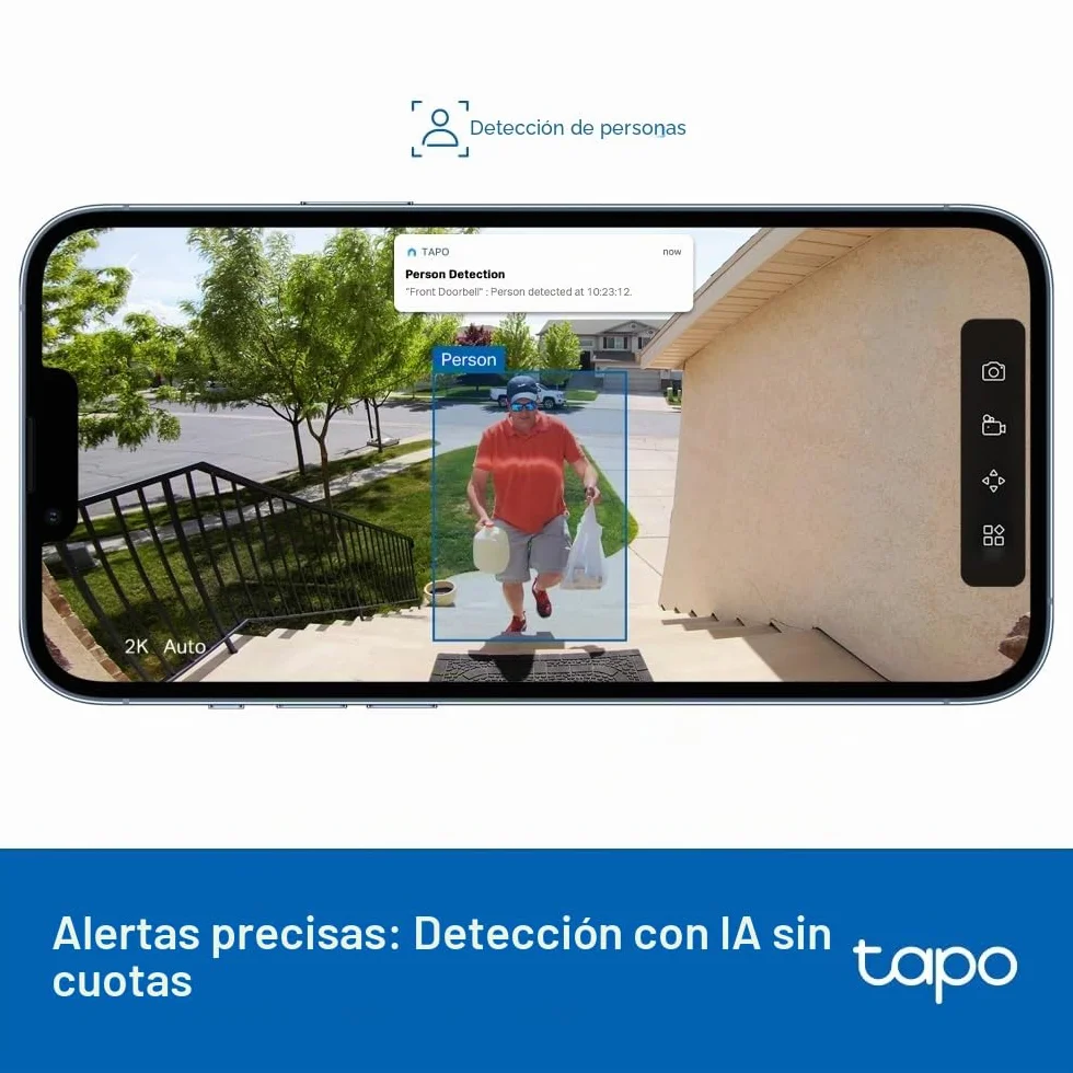 Tapo D205 Videoportero 2K 3 MP Campo de visión 160° detección AI IP54 Batería 5200 mAh USB-C
