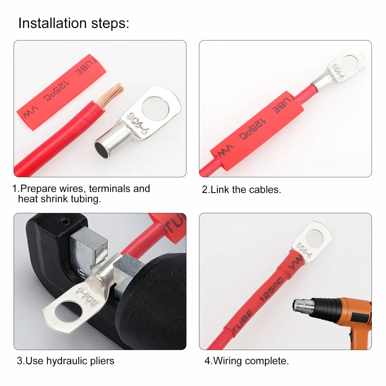 YIXISI 120 Piezas Terminales de Anillo M6/M8 Kit Conectores Tubulares para Cable Eléctrico con Tubos Termorretráctiles Plata