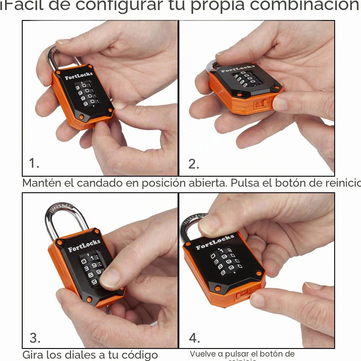 Candado para taquilla | Candado de combinación de 4 dígitos para gimnasio, escuela, trabajo, armario, puerta y más | 1 unidad, naranja