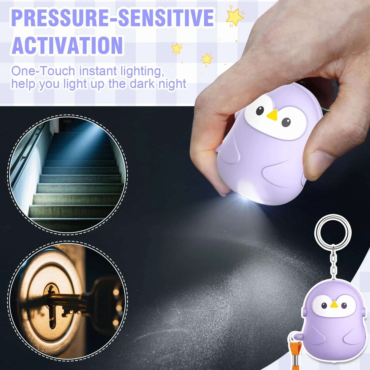 Alarma Personal 130 dB para Mujeres, Alarma de Emergencia para Defensa Personal, Llavero Antiviolación y Sirena con Luz LED para Hombres Ancianos Niños