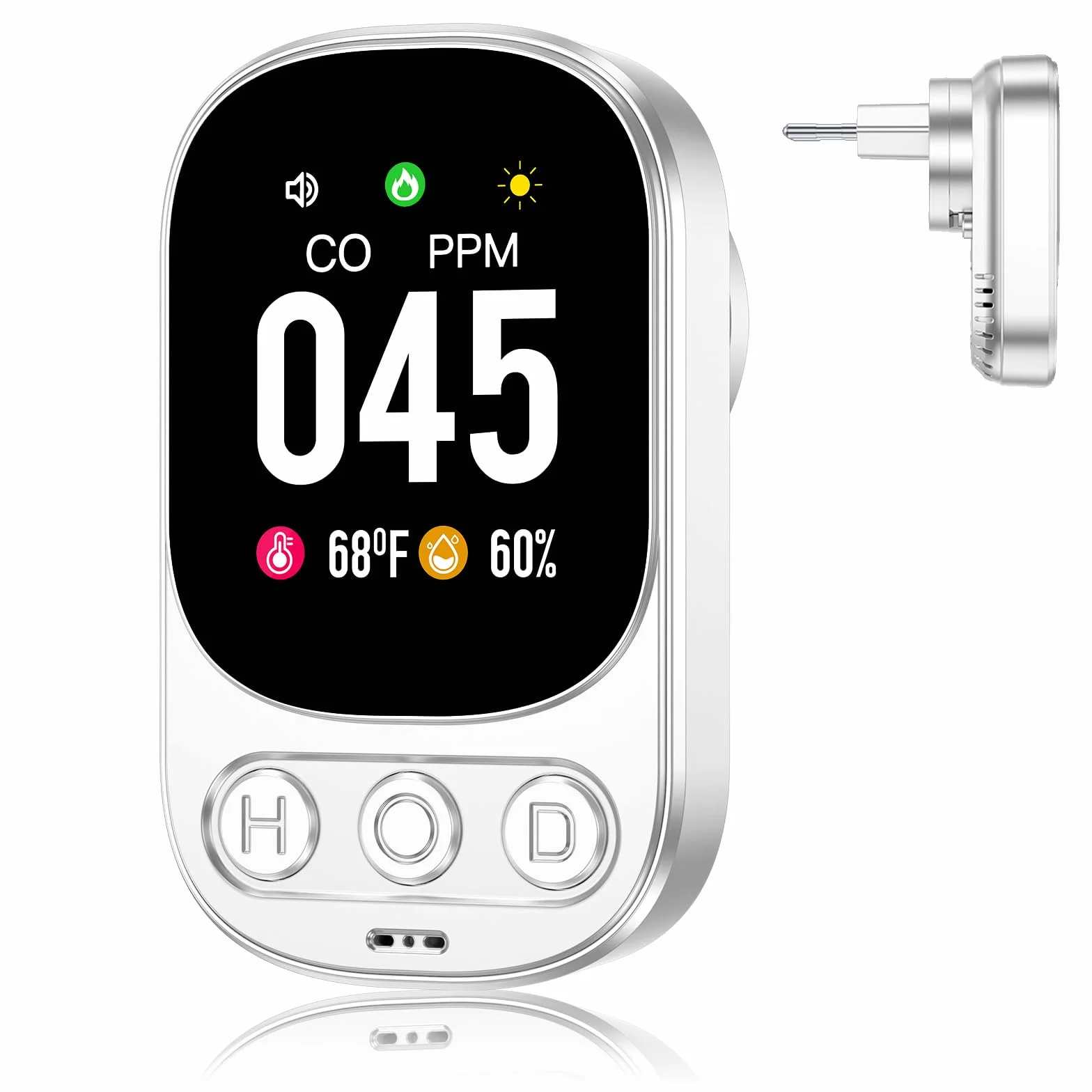 YOJOCK CO-Melder, Detector de Monóxido de Carbono 3-en-1 con Sensor de Temperatura y Humedad, Detector CO para Casa, Camper, Apartamento, Sótano, Taller y más, Certificado EN 50291 (Blanco)