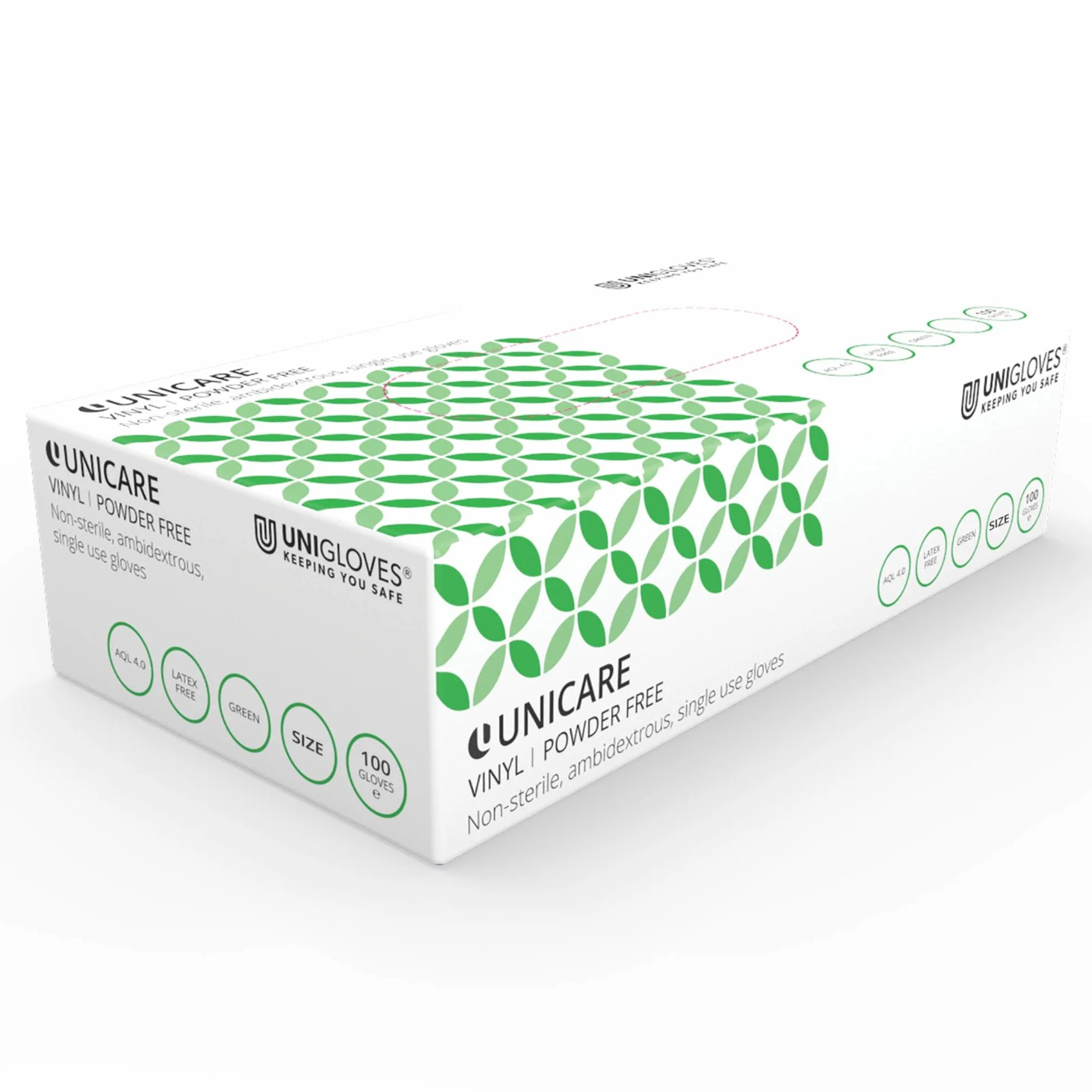 UNIGLOVES Verde suave vinilo sin