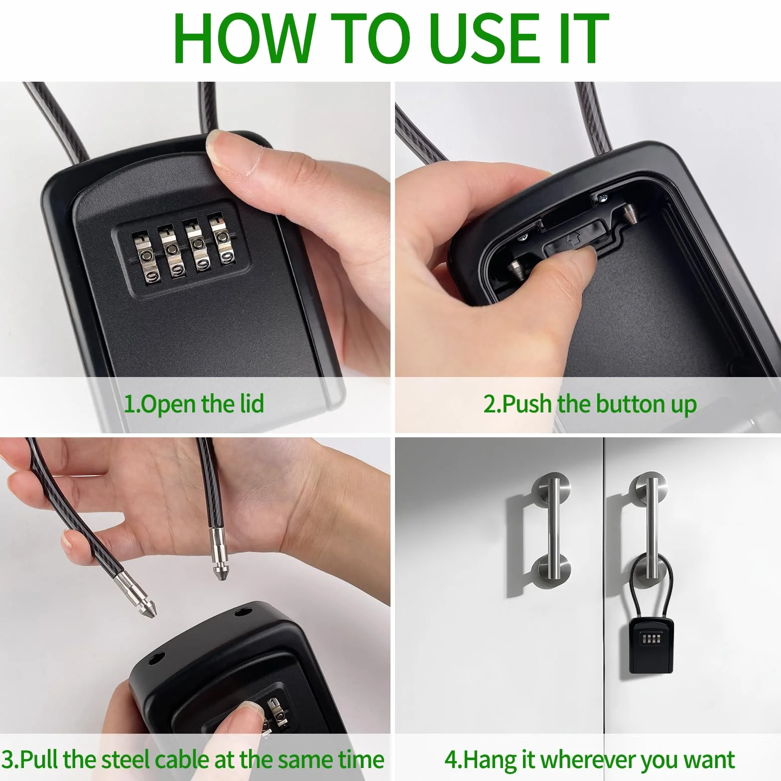 Caja de Seguridad para Llaves, Impermeable Caja de Llaves con Codigo 4 Díg, Portátil de Bloqueo, Caja de Cerradura Pared(94 * 75 * 37 mm) para Llaves Libre para Casa, Oficina