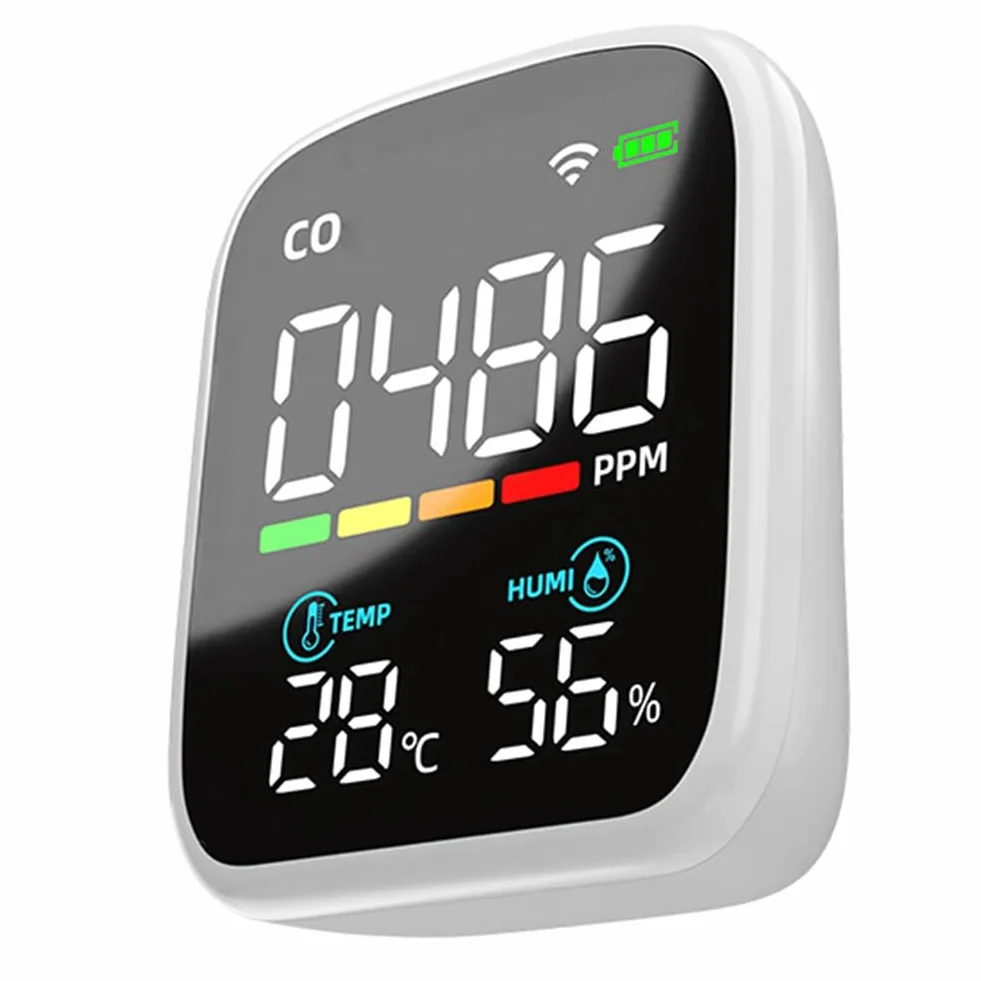 TORR PV28 Mini Detector de CO Inteligente WIFI, Monitor de Calidad del Aire Interior 3 en 1, Medidor de Temperatura y Humedad de CO, Probador de CO