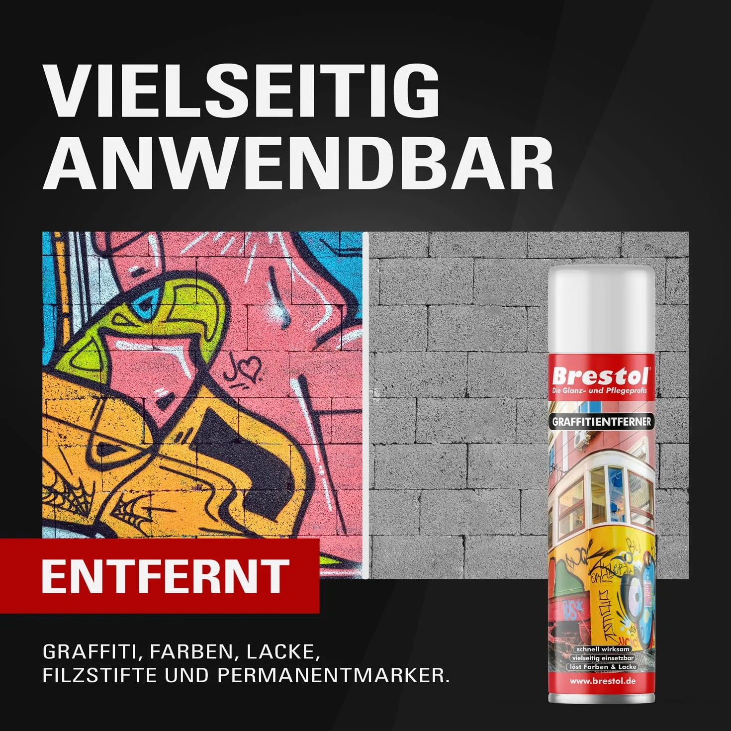 Limpiador de grafito 4 x 400 ml Spray (7589.2) – Decapante de pintura grafitilöser Farbabbeizer Farbentferner Lackentferner Lackentferner Lacklöser Lasurlösmittel Dispersionsmittel AbDecapante BRESTOL