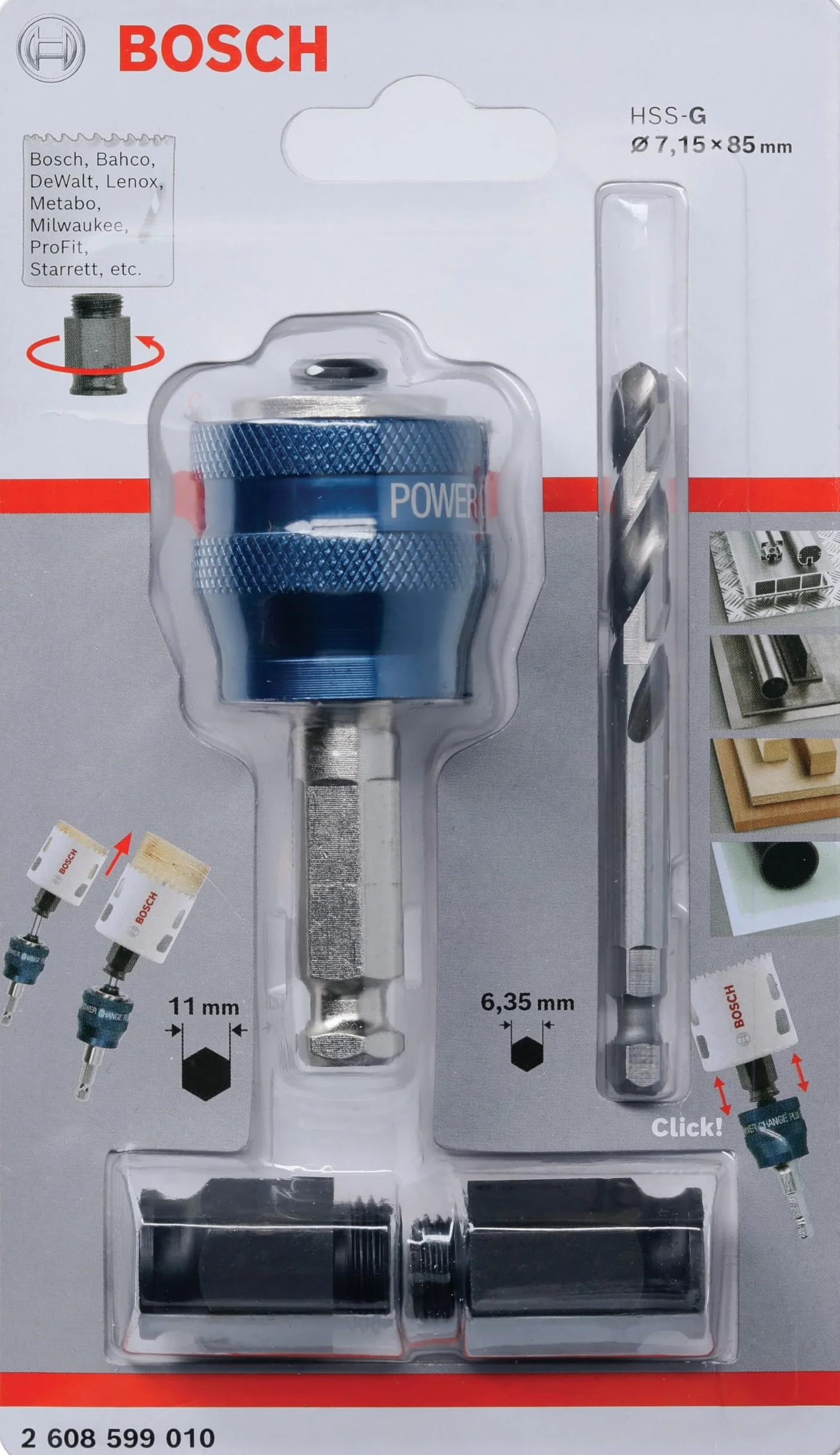 Bosch Professional 4 pièces Kit de démarrage Power Change Plus (pour passer au Power Change Plus, accessoires pour perceuse-visseuse)