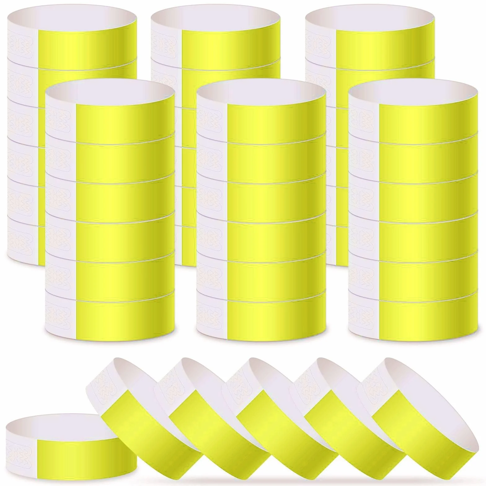 ASTARON Pulseras para eventos 400 piezas de papel de neón amarillas impermeables para fiestas clubes concierto