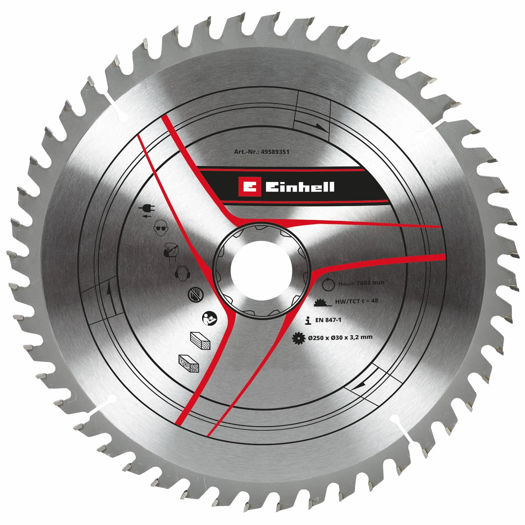 Einhell - Hoja de sierra circular original (250 x 30 mm, accesorio para sierras, diámetro de 250 mm, recepción: 30 mm, 48 dientes, ancho de corte 3,2 mm, para sierras ingletadoras y sierras circulares