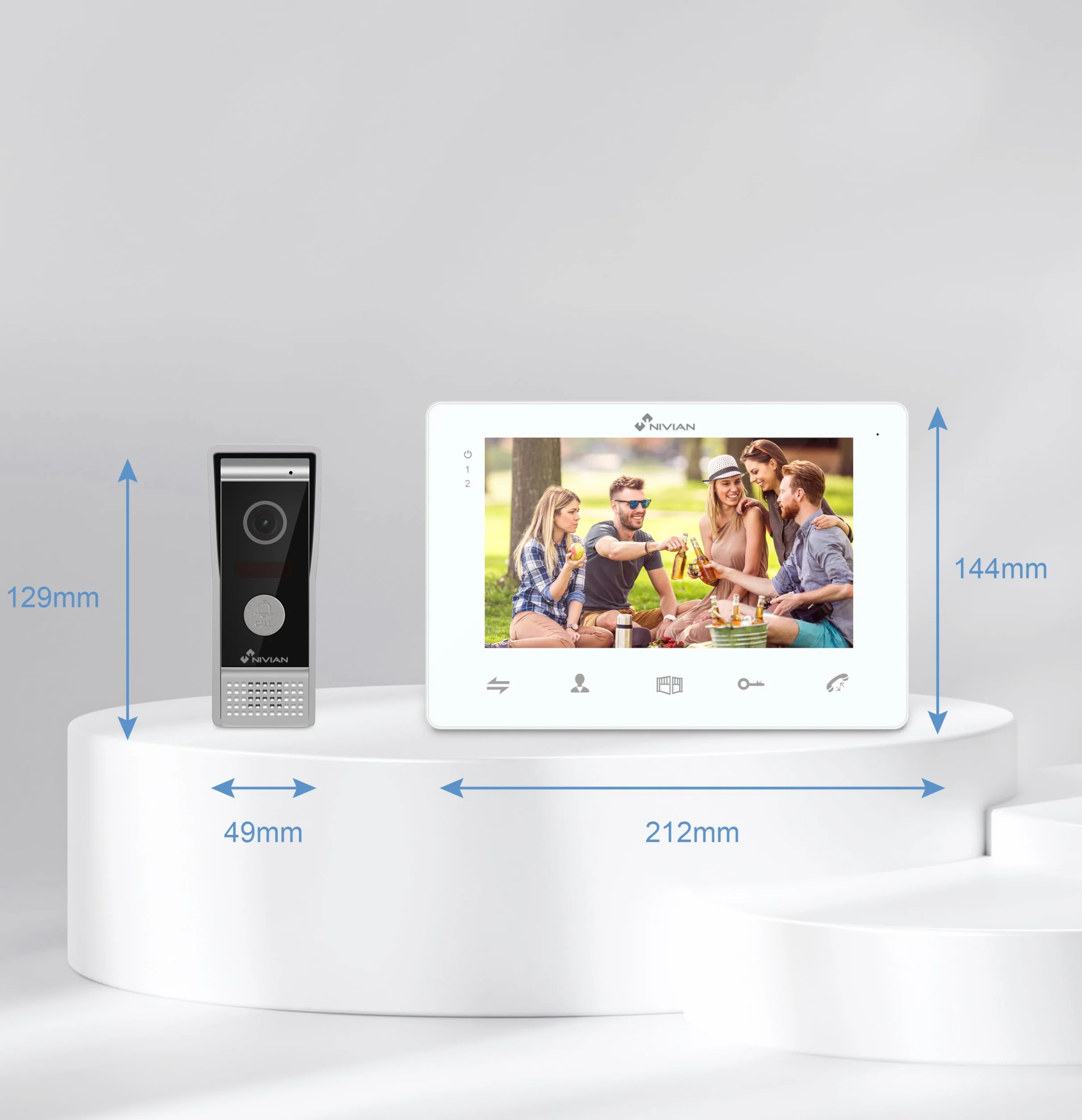 NIVIAN Videoportero 2 Hilos Analógico Monitor 7" IP65 Antivandálica Visión Nocturna Abrepuertas Eléctrico