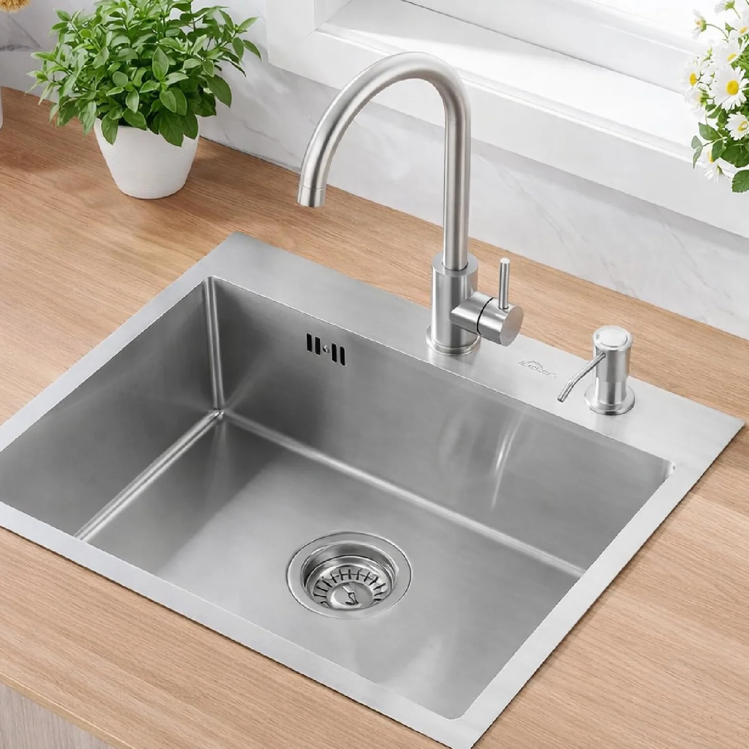 Sifón Fregadero Ø115 mm con Válvula Cesta Metálica para Cocina Desagüe Compacto 172 x 40 mm FLUVIA