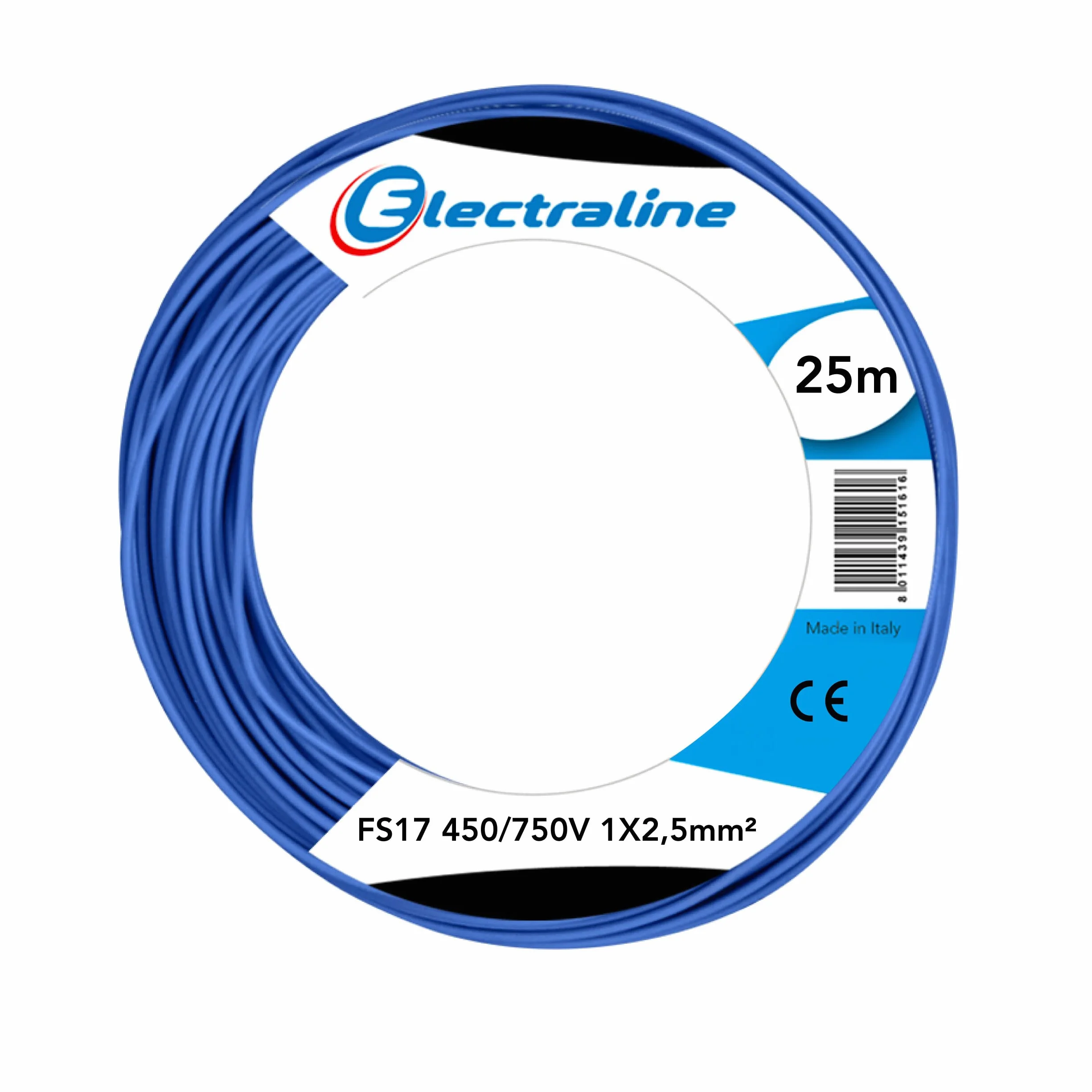Electraline 13162 Cable unipolar FS17, sección 1 x 2.5 mm², Azul, 25 m