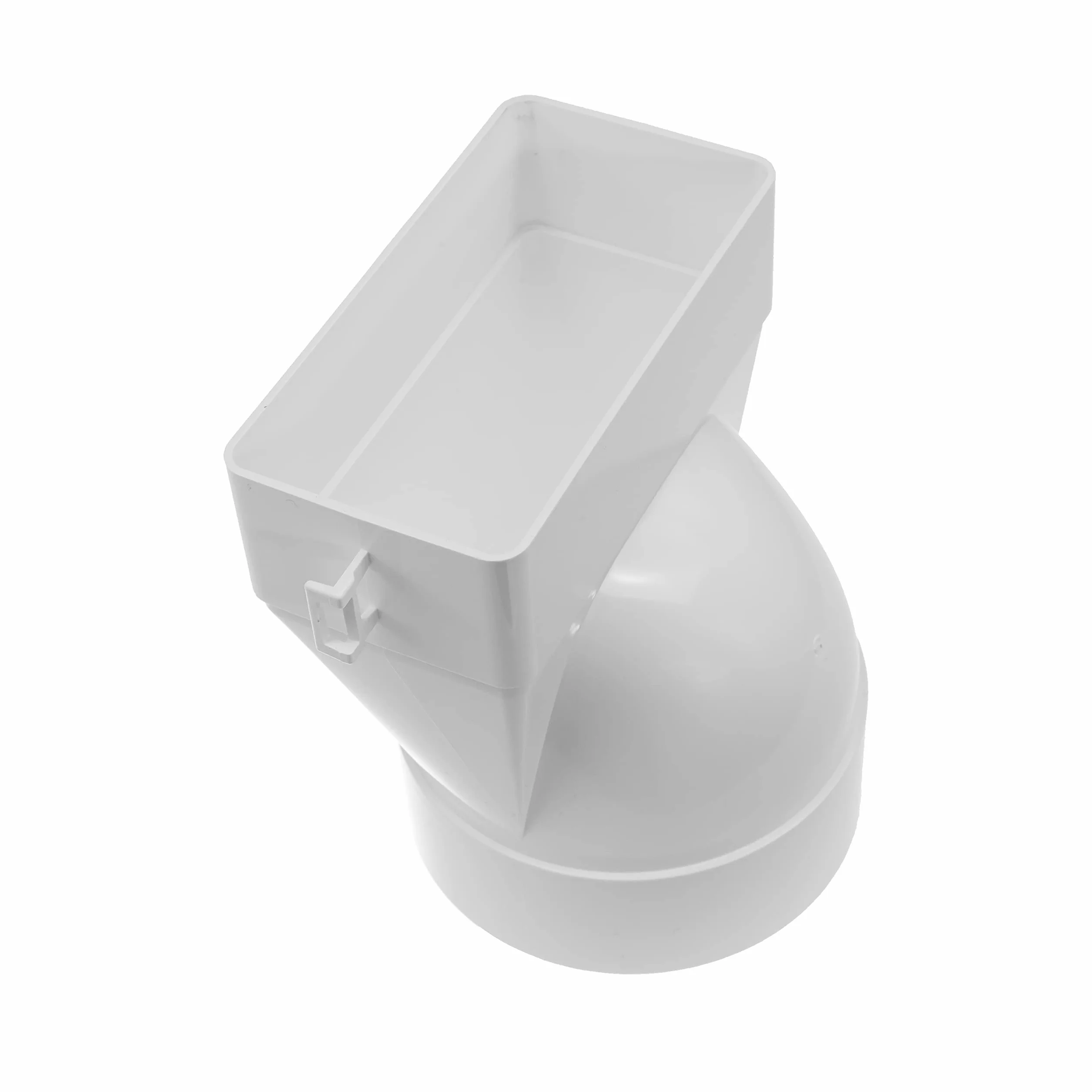 Sistemas de Ventilación conector rectangular plano de 110 x 55 mm a conducto redondo de Ø100 mm con entrada corta horizontal de tubería, acoplamiento de salida - para calefacción y refrigeración
