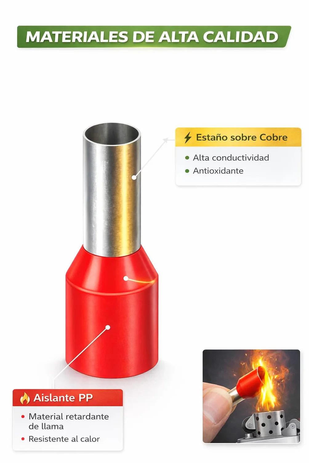 Punteras Huecas Aislantes Negras para Cable Eléctrico 1,5mm² - Conectores Eléctricos de Crimpado