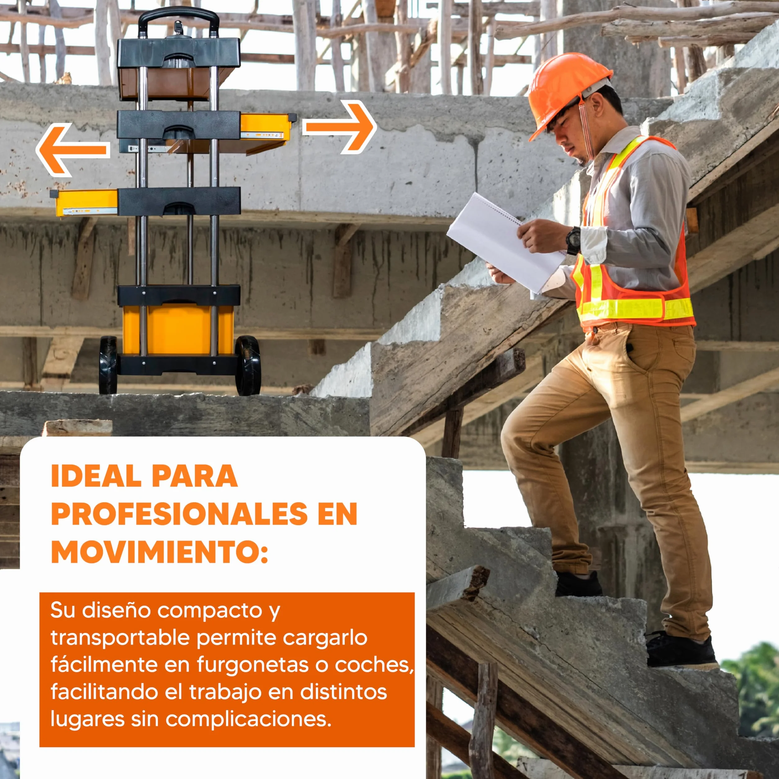 Kompak KP-KT01 Carro para Herramientas Plegable Transportable, amarillo y negro