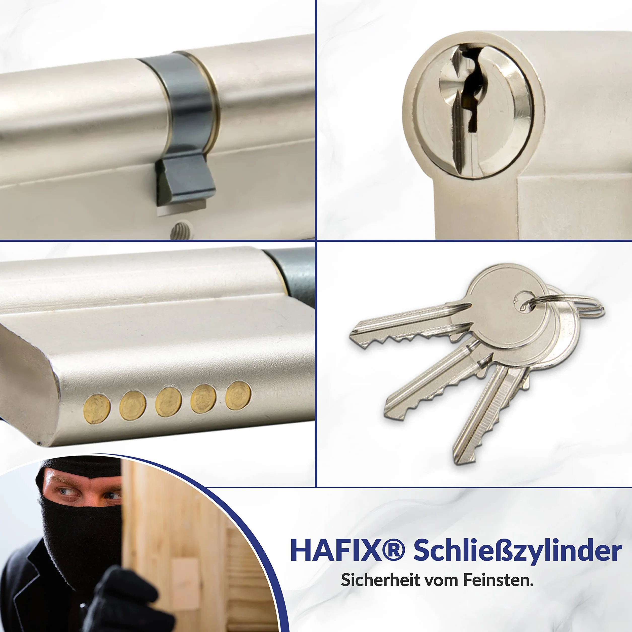Cilindro doble de 50/50 mm con función de emergencia y peligro y cierre uniforme. Cilindro para cerradura de puerta Incluye 3 llaves. Cilindro para mayor seguridad.