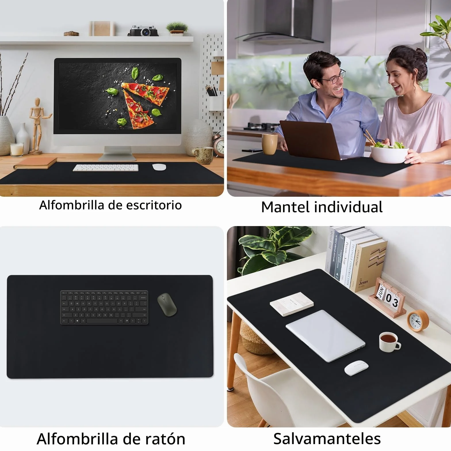 Niviy Alfombrilla Escritorio Negro 80x40cm Tapete Cuero PU Impermeable Antideslizante