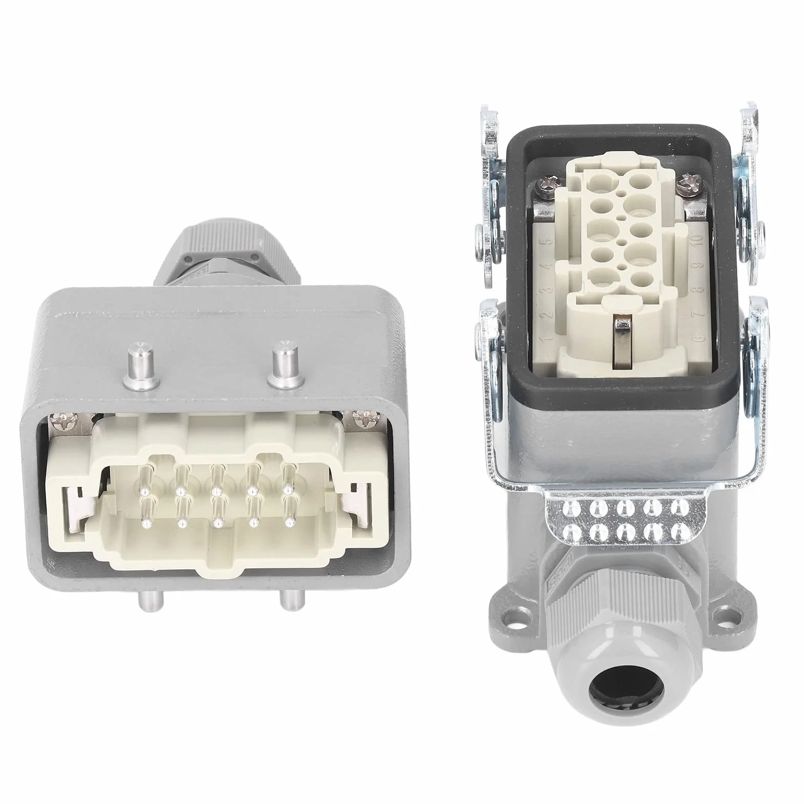 Conector Rectangular Resistente IP65 16a 500V Conector Resistente Al Agua Conexión de Tornillo Retardante de Llama HDC-HE-010-4-PG16