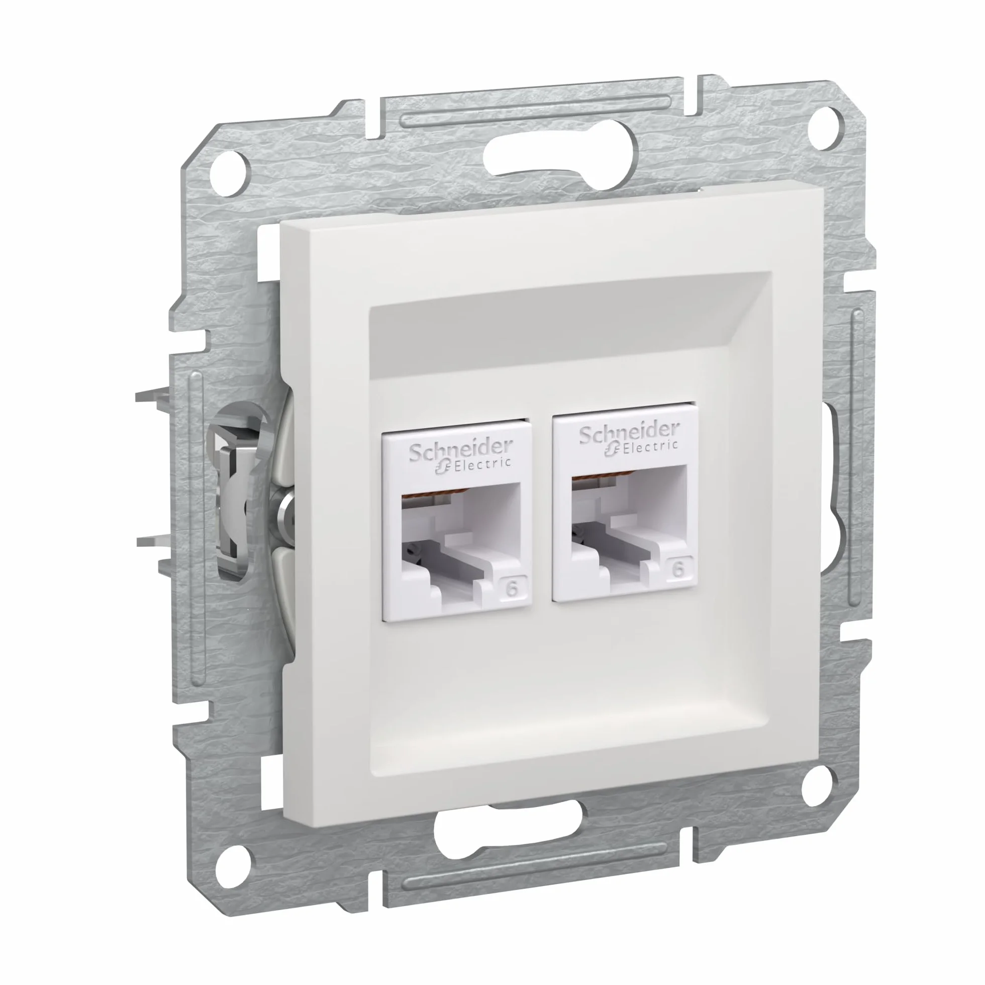 Schneider Electric Asfora EPH4870121D RJ45 Cat.6e - Enchufe de red (2 enchufes, conector de datos, IDC), color blanco