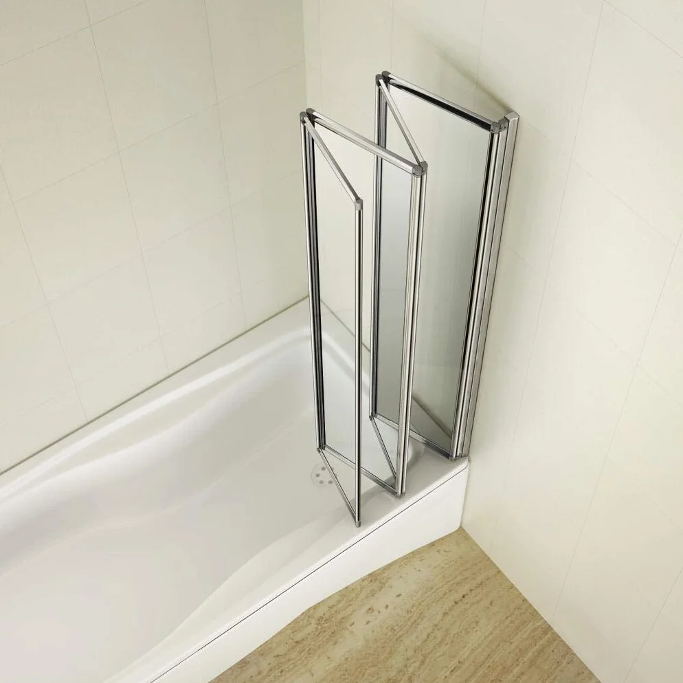 Mamparas de Bañera Biombo Plegable Cristal 4mm Gris Mate - 4 cristales plegables 100x140cm
