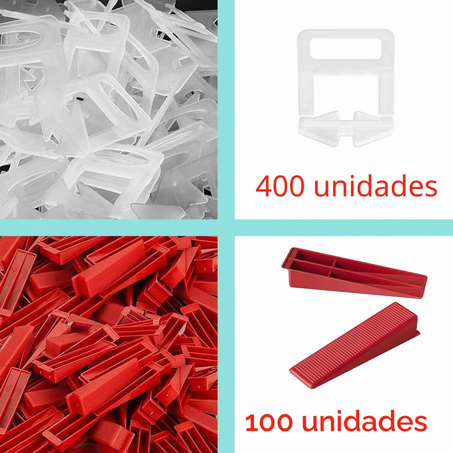 Sistema de nivelación de azulejos,400 lengüetas de1.5 mm, 100 cuñas reutilizables espaciador, güetas para azulejos con un grosor de 3 a 12 mm. (1.5MM)
