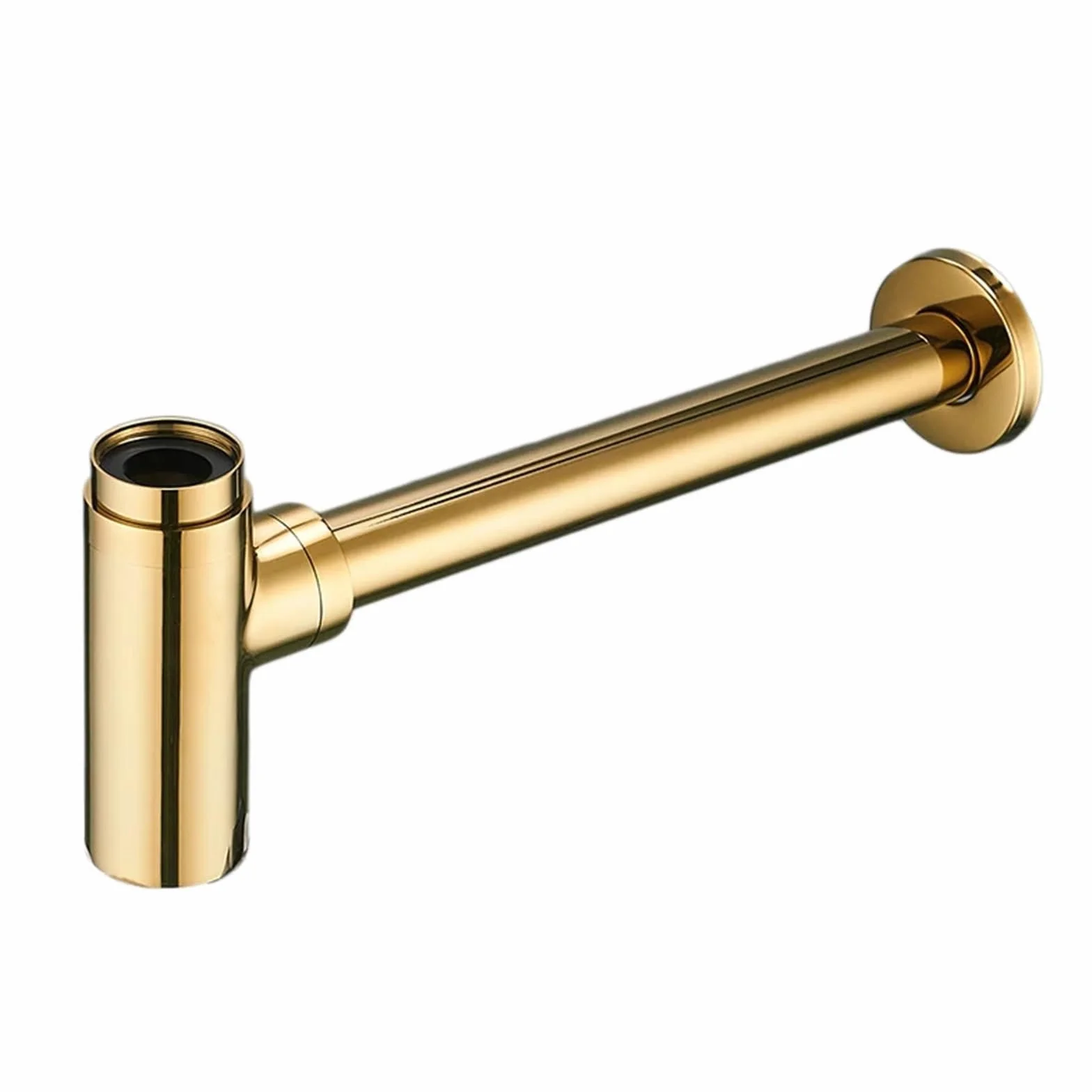 Sifón Lavabo Sifón de botella latón redondo, sifón bronce frotado, lavabo baño, desagüe con emergente(Gold 1)