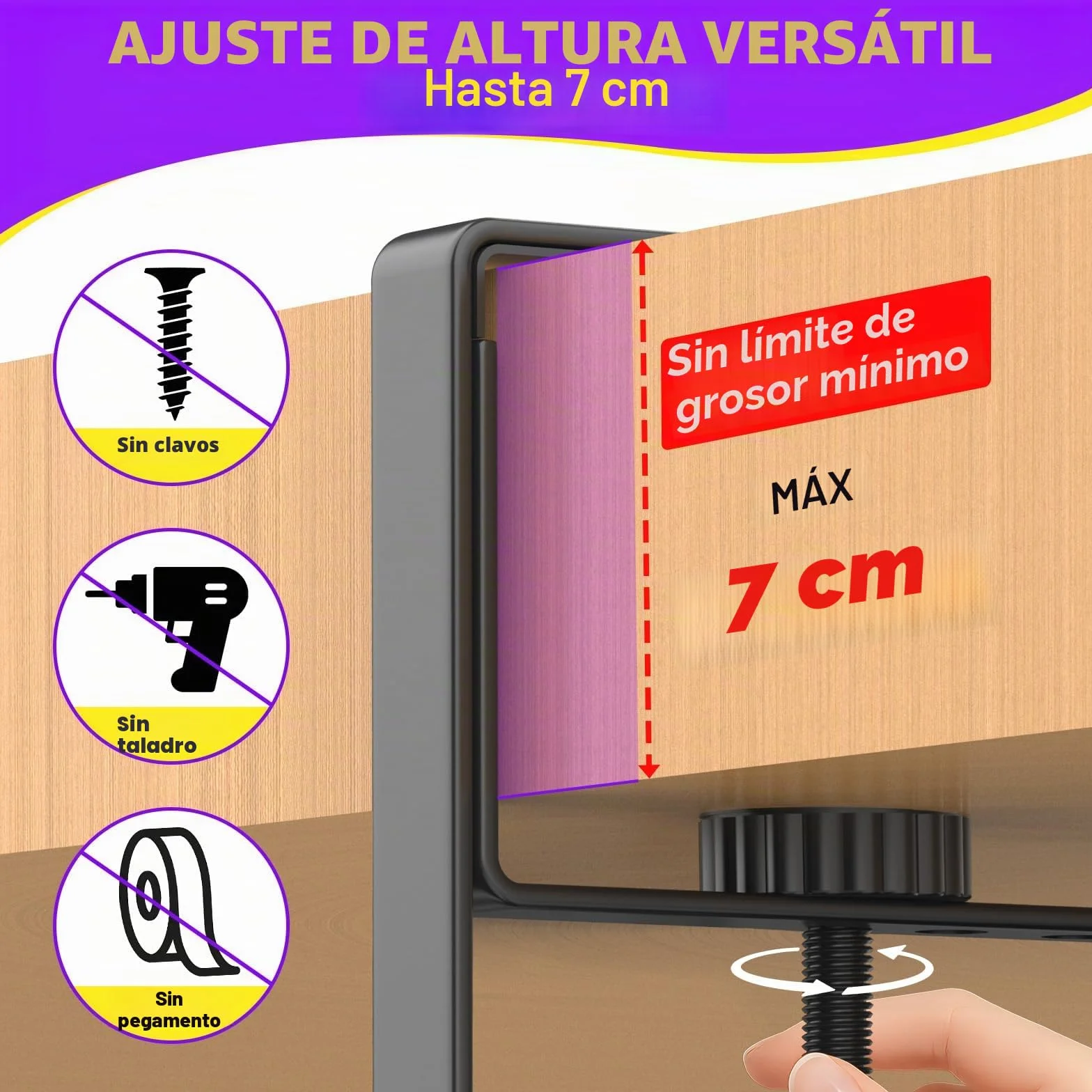 REFLYING 74cm Organizador Cables Escritorio, Bandeja Cables Escritorio sin Taladro, Recoge Cables Escritorio para Mesa de Pie, Cable Management en la Oficina o en Casa, Negro