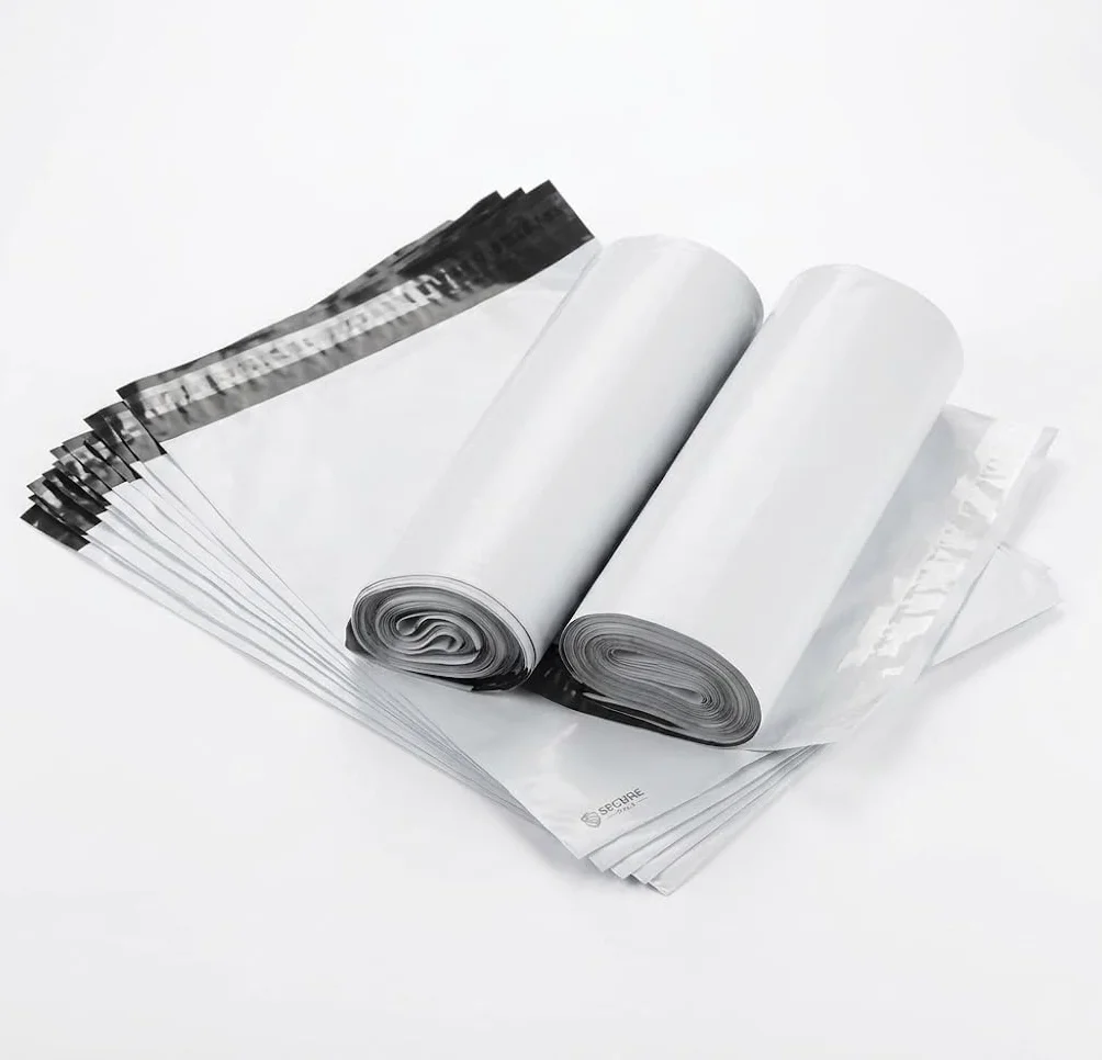 Bolsas para Envíos Autoadhesivos 32x40+5cm 100 Unidades Blancas Impermeables Plástico Reciclado