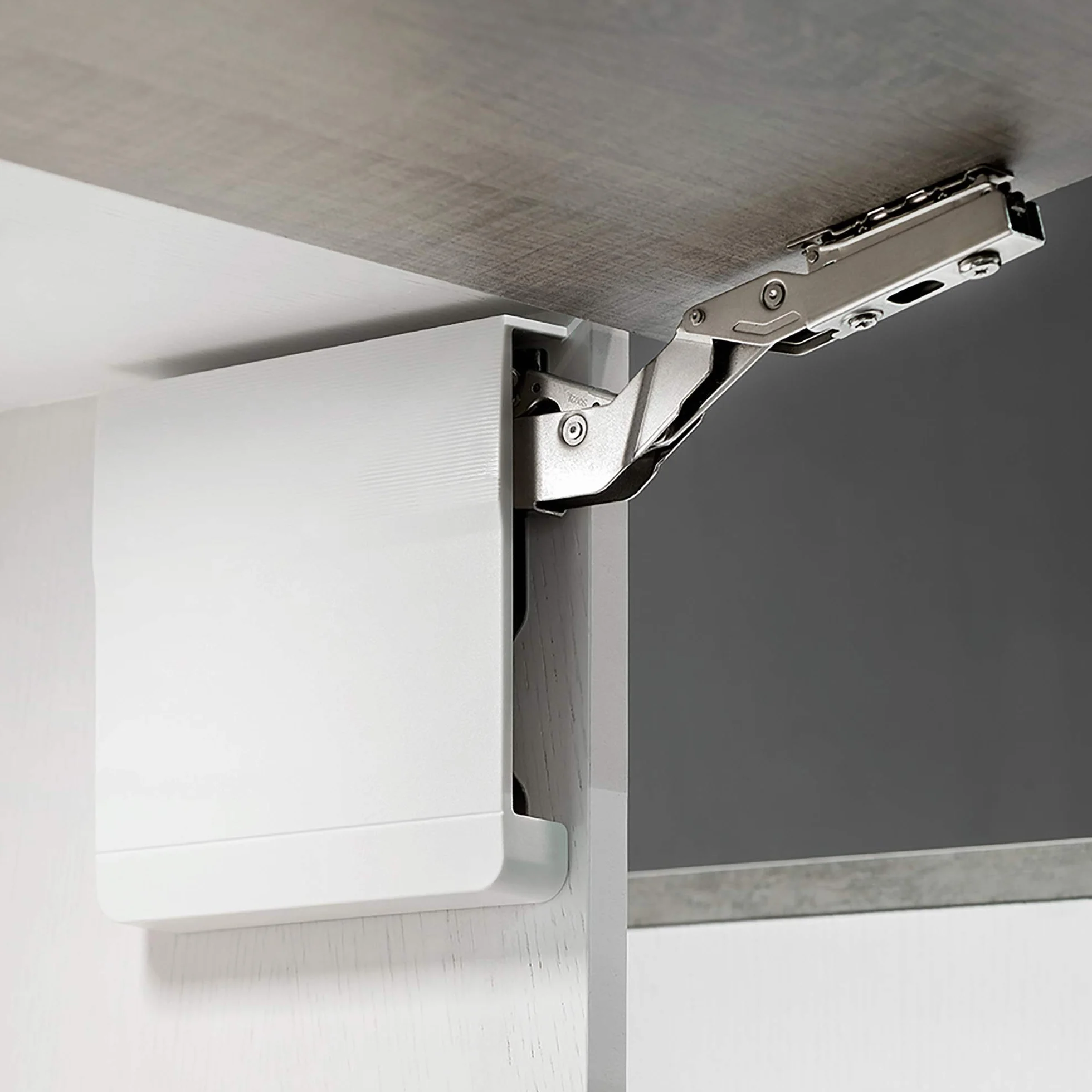 Emuca - Compás para puertas elevables, Amortiguador con fuerza 960-2.350, Acero y plástico, Blanco