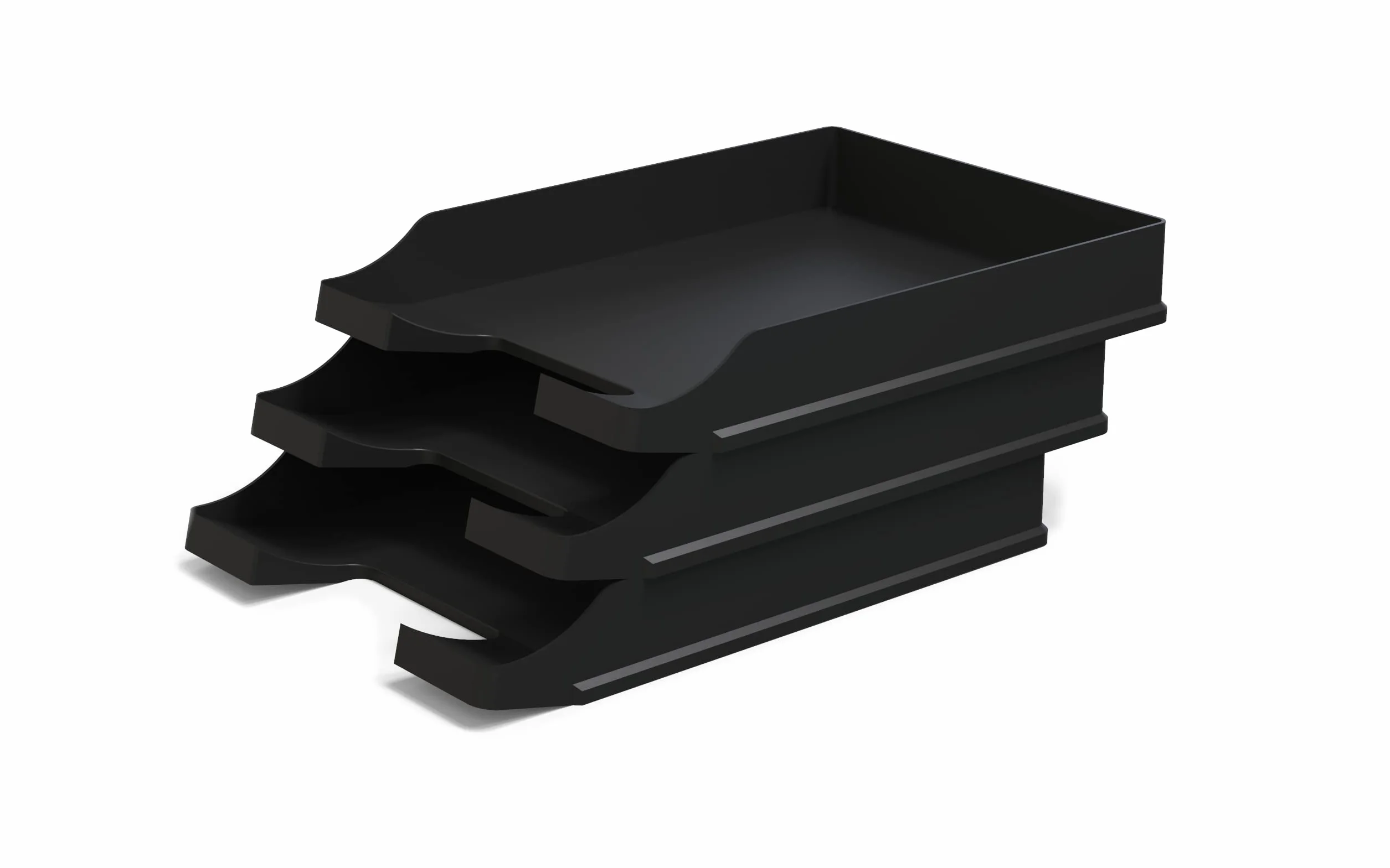Detectalia Set de 20 Bandejas Portadocumentos A4 Negro Apilable Organizador Escritorio Plástico 35x25x5,2 cm