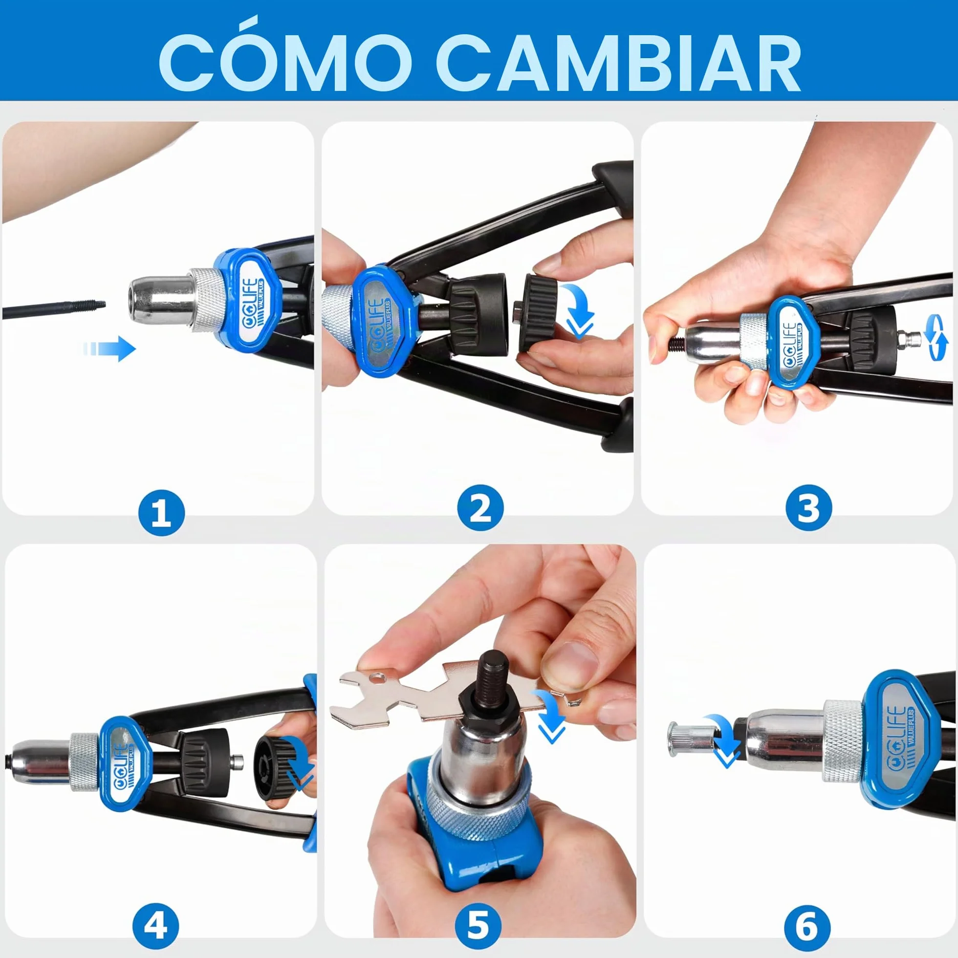 CCLIFE Remachadora de Tuercas, con 150 Tuercas M5 M6 M8 M10 M12 Remachables, Remachado de Roscas