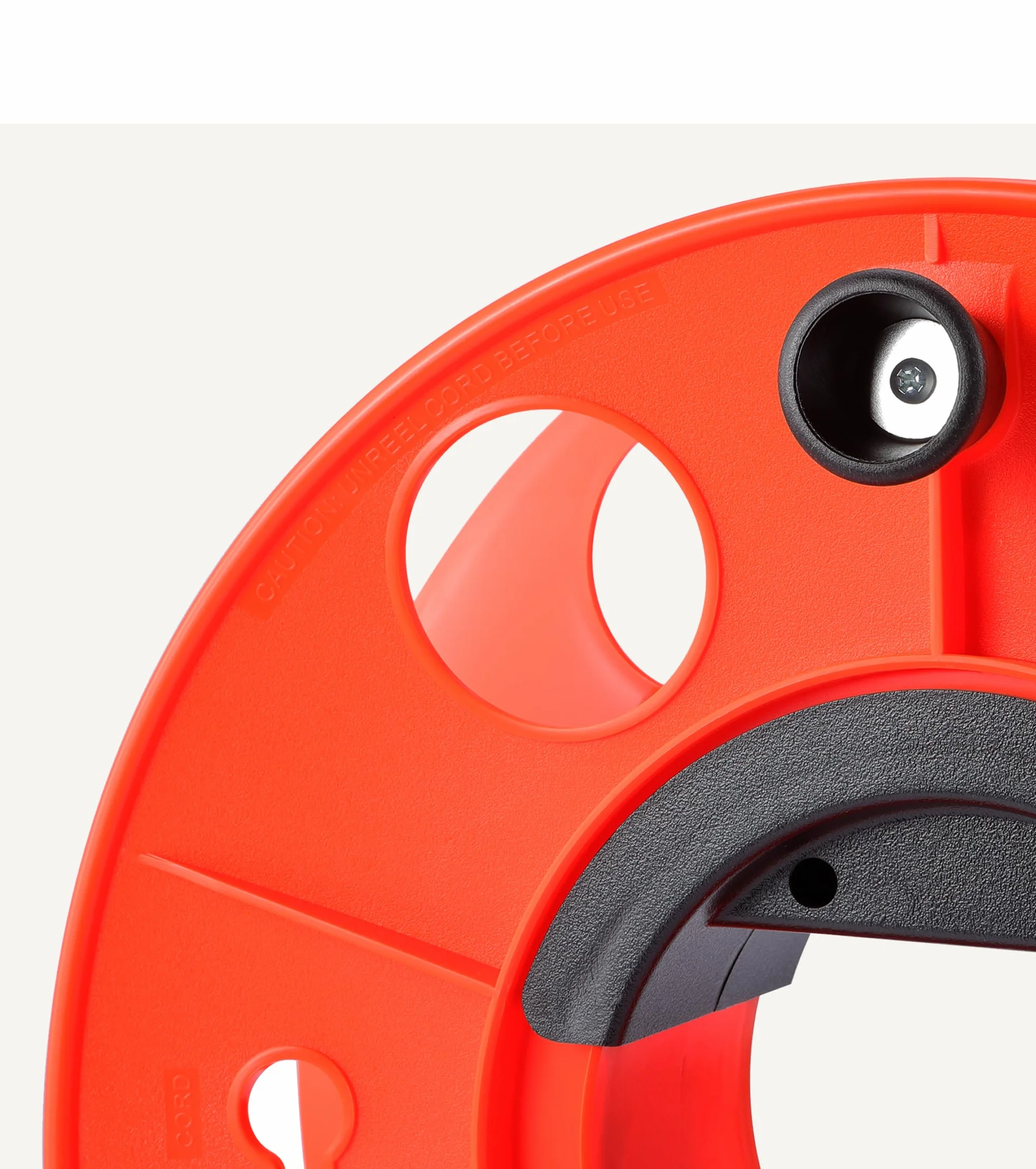 Amazon Basics Carrete Organizador de Cables Para Cables Eléctricos, Luces Navideñas, Mangueras y Cuerdas, Hasta 45m de Longitud, Naranja