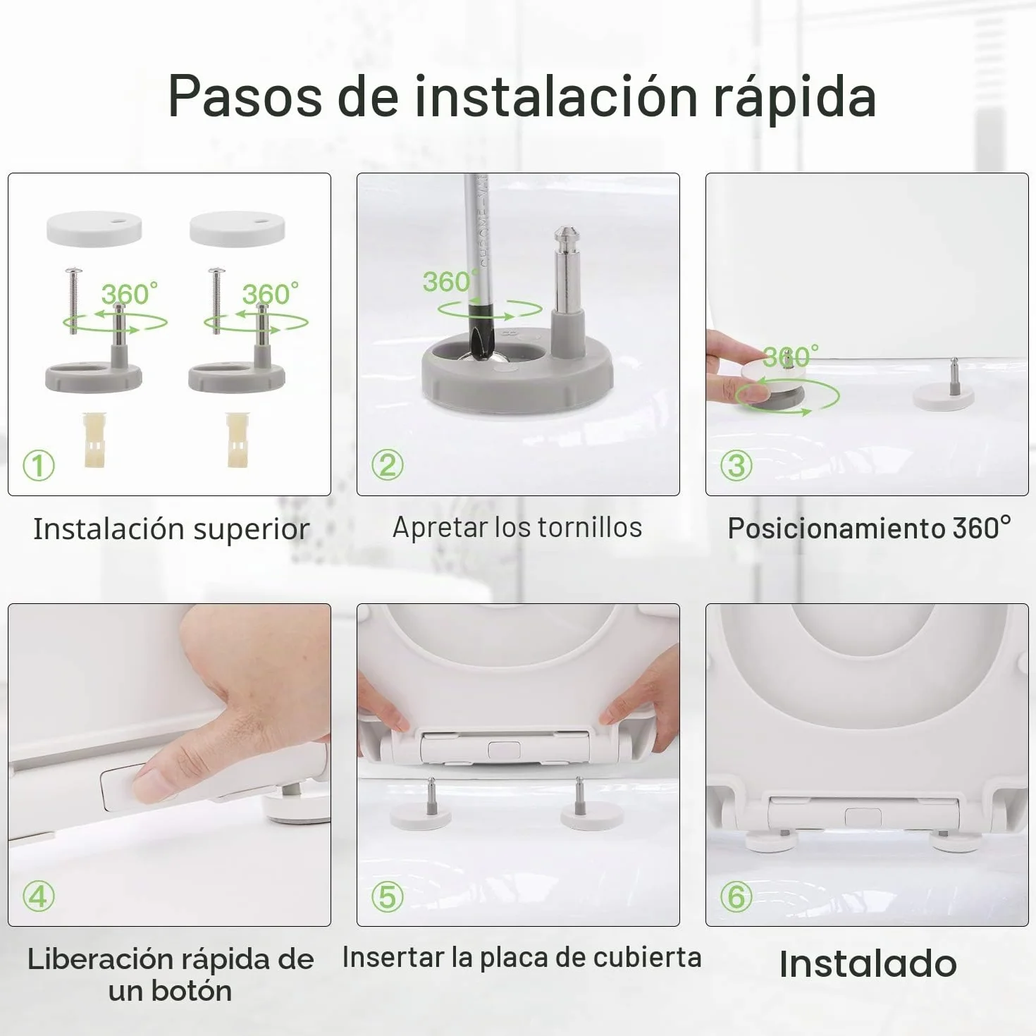 Himimi Asiento de Inodoro para Familia, Tapa WC Universal para Familia 2 en 1, Tapas de Water Cierre Suave Lento, adultos y niños en forma ovalada y rápida de instalar (447 x 371 x 55 mm)
