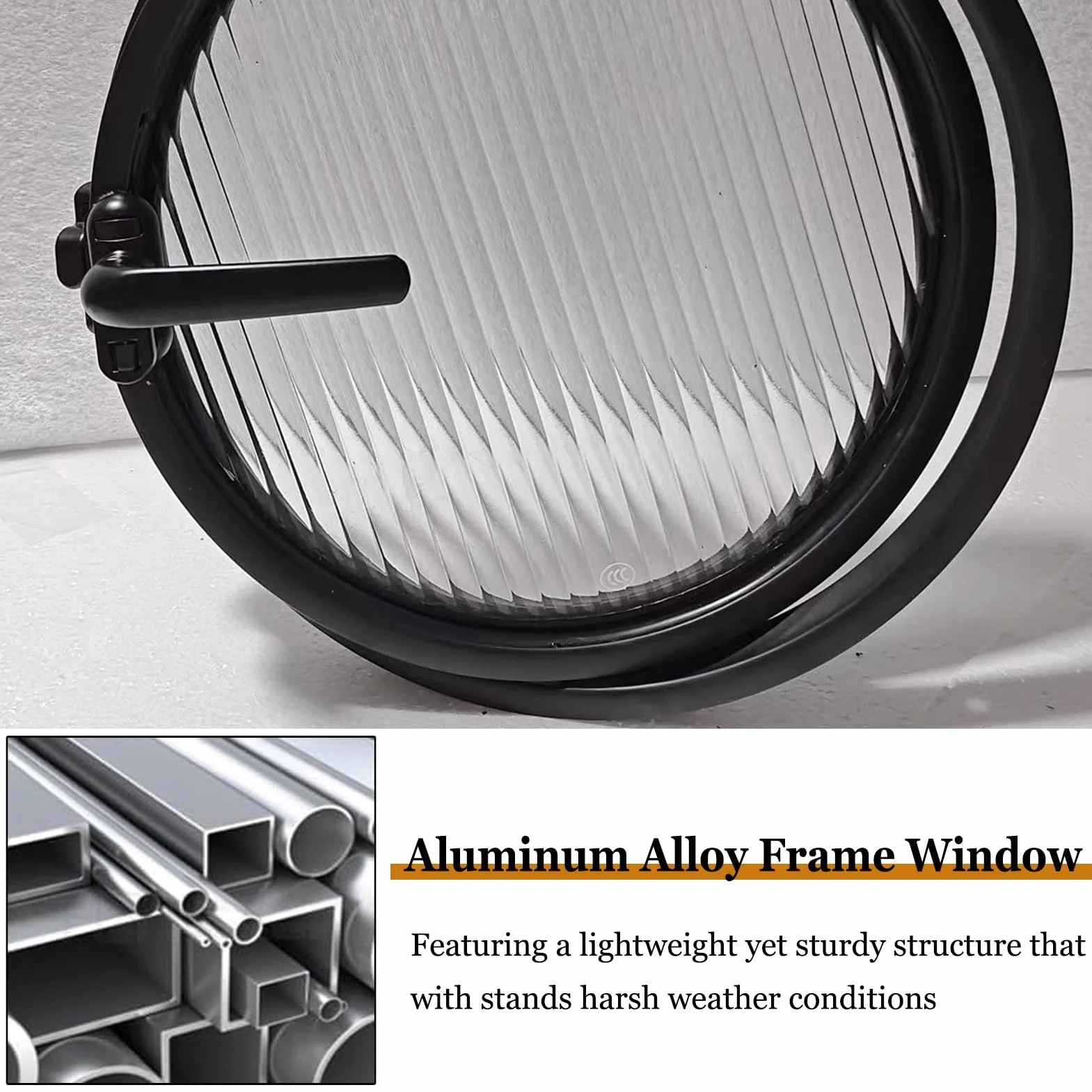 Ventana Redonda de Metal empotrada con Vidrio Templado, rotación de 360°, Eje Central y manija, ventilación e iluminación, Ventana Horizontal (Negra, 70 cm/27,6 Pulgadas)