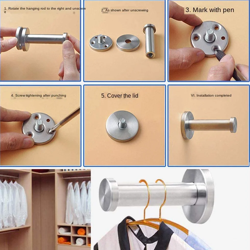 4 Piezas Ganchos de Pared Redondos Plata, Gancho de Pared de Acero Inoxidable de 53 mm Adecuado para Instalar en la Cocina, el Baño y el Dormitorio Principal para Colgar Objetos