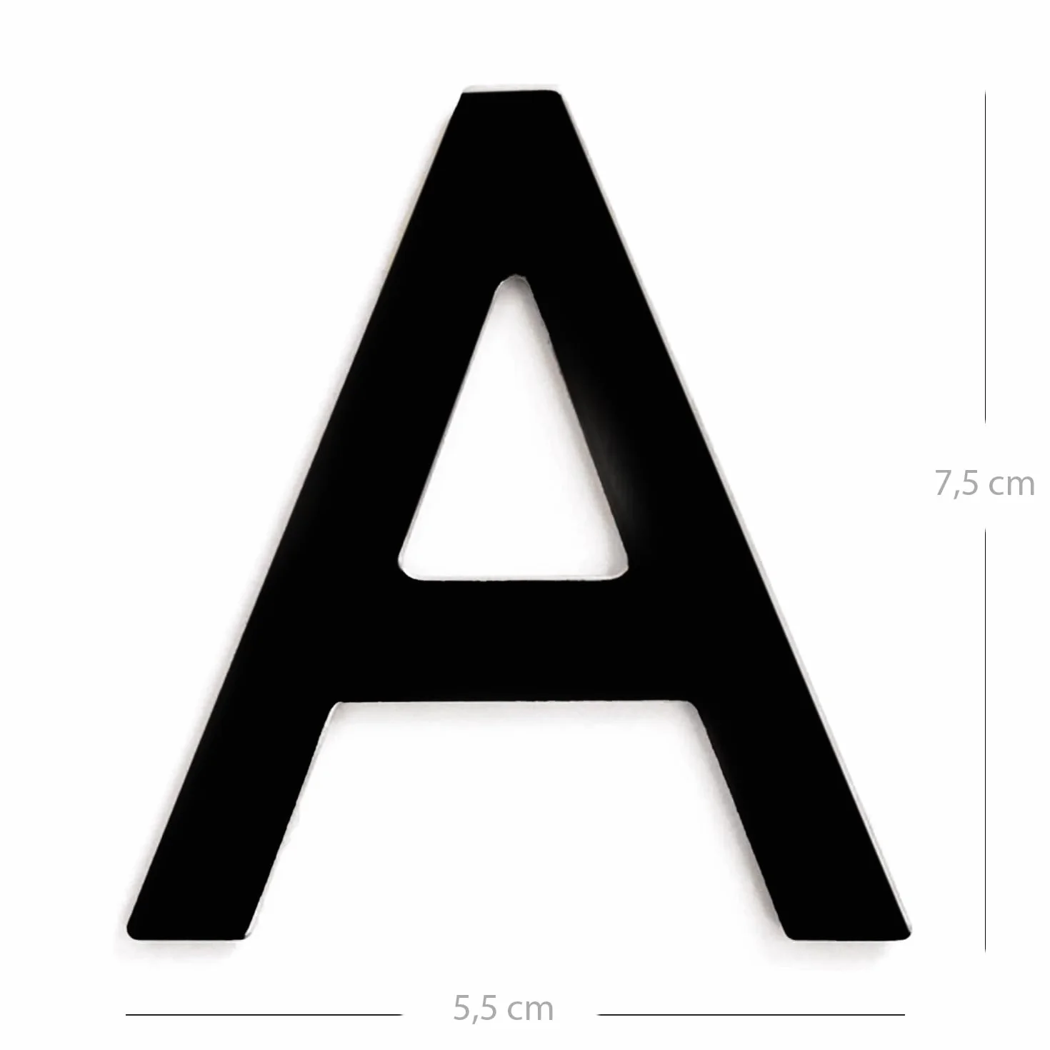 CABLEPELADO Letra A de Metal Adhesivo, Letra de Acero Inoxidable, Letra señalización de vivienda, Uso en Exterior e Interior, Apto para Paredes, Fachadas, Portales o Puertas, 7.5 cm de Altura, Negro