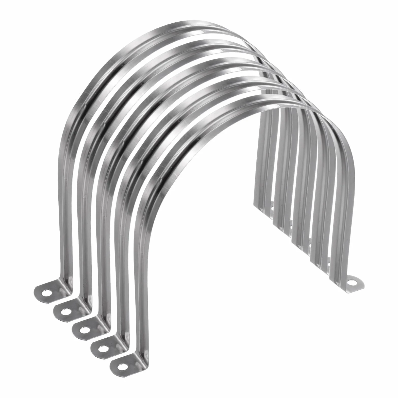QUARKZMAN 5pcs Abrazaderas Conducción 6 Pulgadas 150mm Abrazadera Tubo En U M150 Correa Tubo Rígido Acero Inox Soporte En Forma U Con Dos Agujeros Para Fijación Tubo Manguera