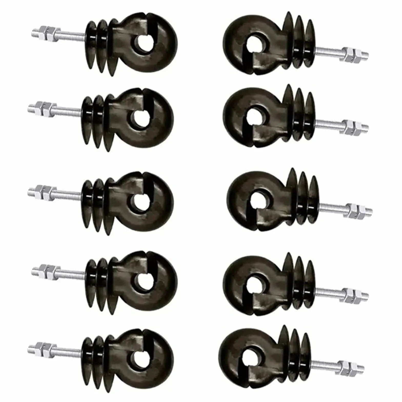 Aisladores de Valla Eléctrica 50 aisladores de Postes de Madera galvanizados y atornillados con Rosca Negra for cercas eléctricas.
