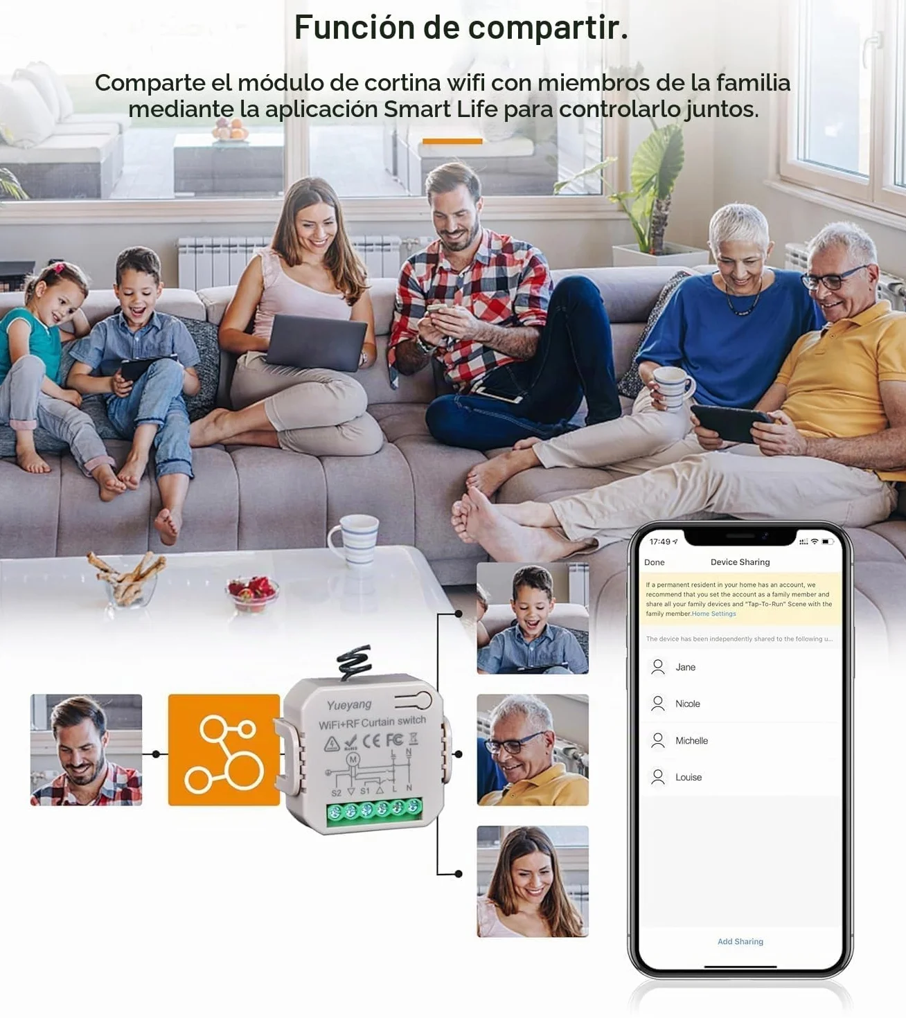 Kit interruptor de persianas WiFi inteligente (3 piezas interruptor + mando a distancia RF) – Compatible con Google Home, Alexa, App Tuya/Smart Life, control manual y remoto