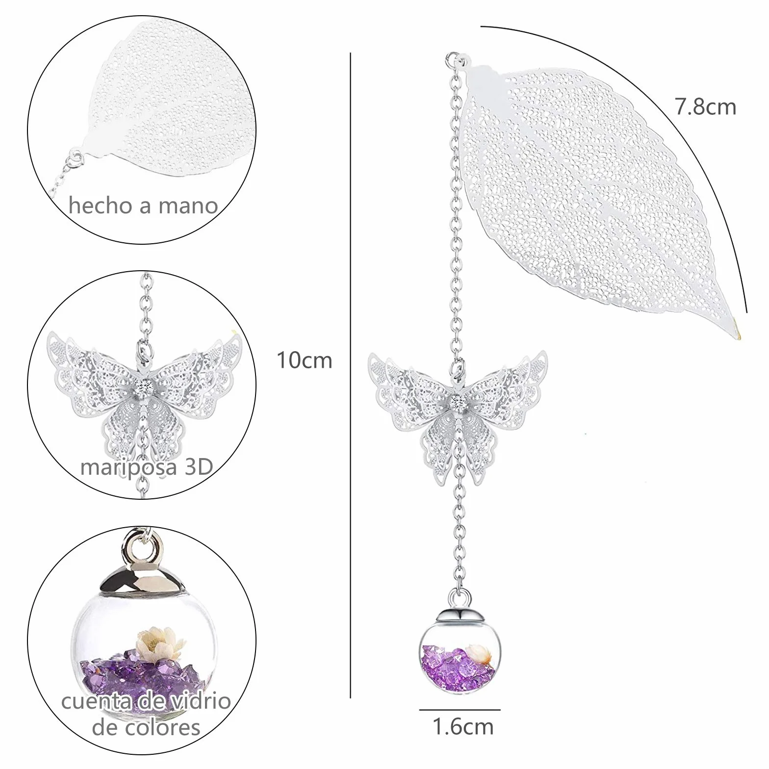 Marcapaginas Personalizado Regalo Graduación, Marcapáginas de Hojas de Plumas de Metal con Mariposa 3D, Regalo para Profesora Lectores Mujeres