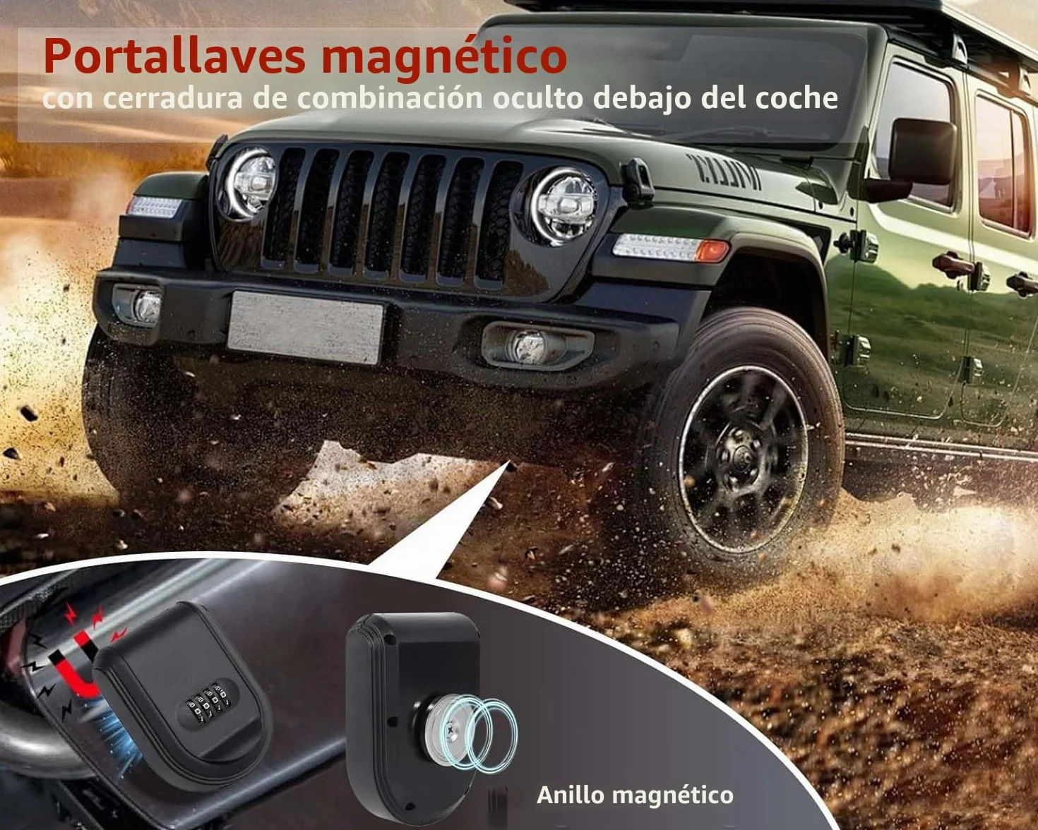 Caja de Seguridad para Llaves de Coche Magnéticas con Combinación de 4 Dígitos, Caja Fuerte para Llaves Resistente a la Intemperie y al óxido, Armarios de Llaves Montada en la Pared